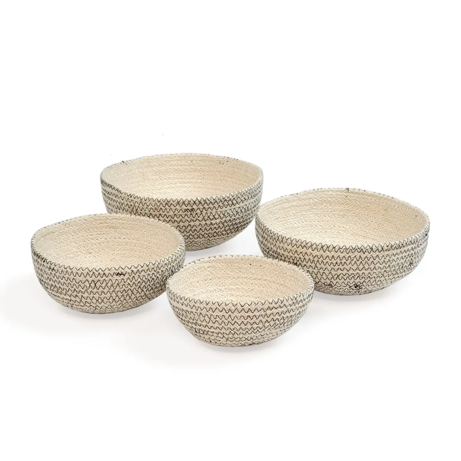 Amari Round Storage Bowls Set of 4 - Black, Jute
