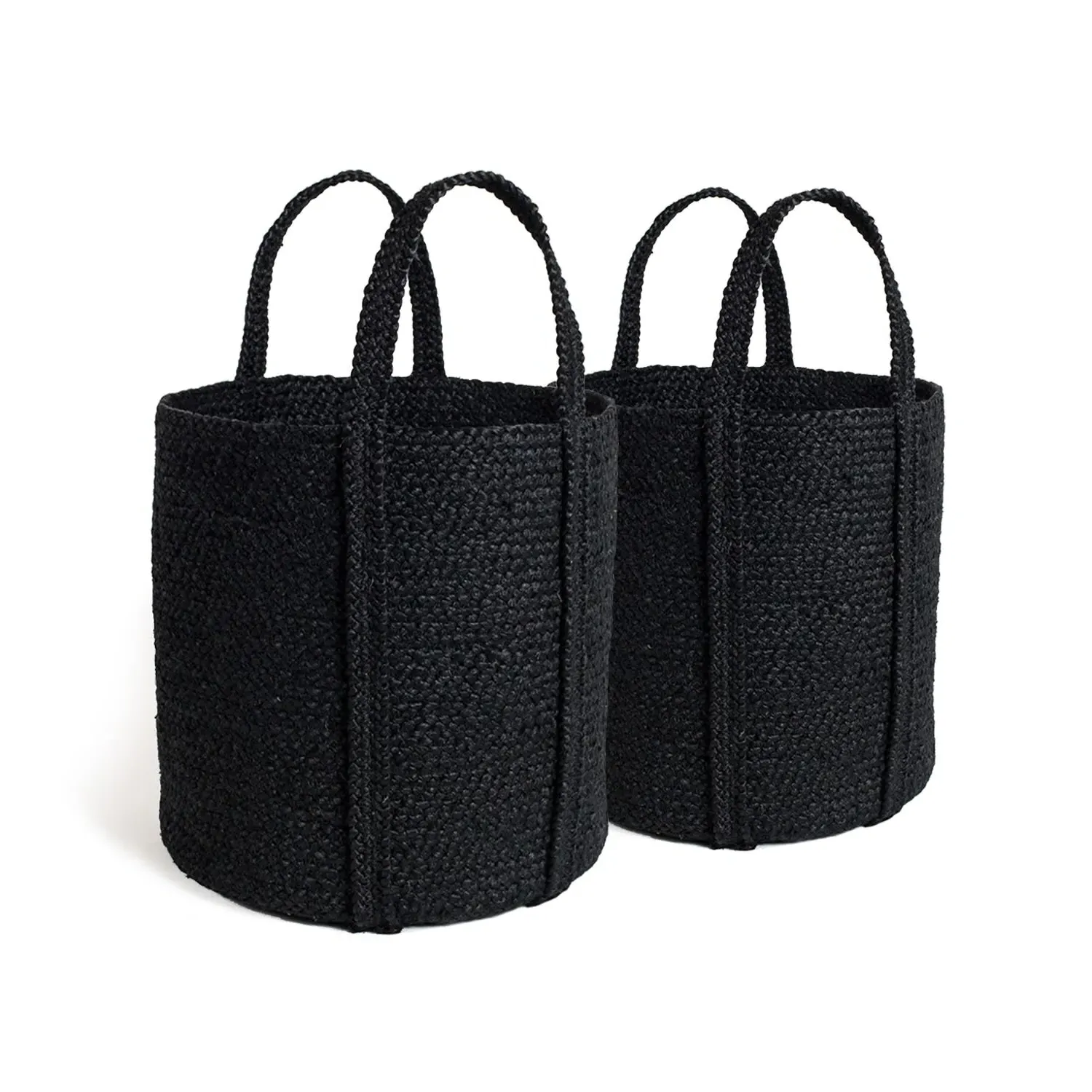 Kata Basket with Handle - Black, Jute