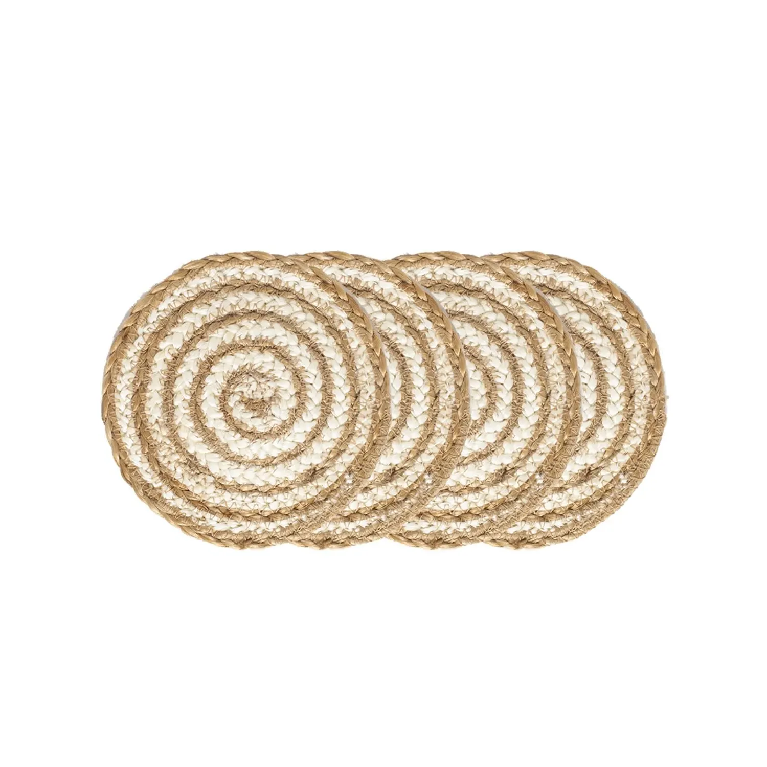 Kata Spiral Coaster Trivet Set of 4 - Natural, Jute