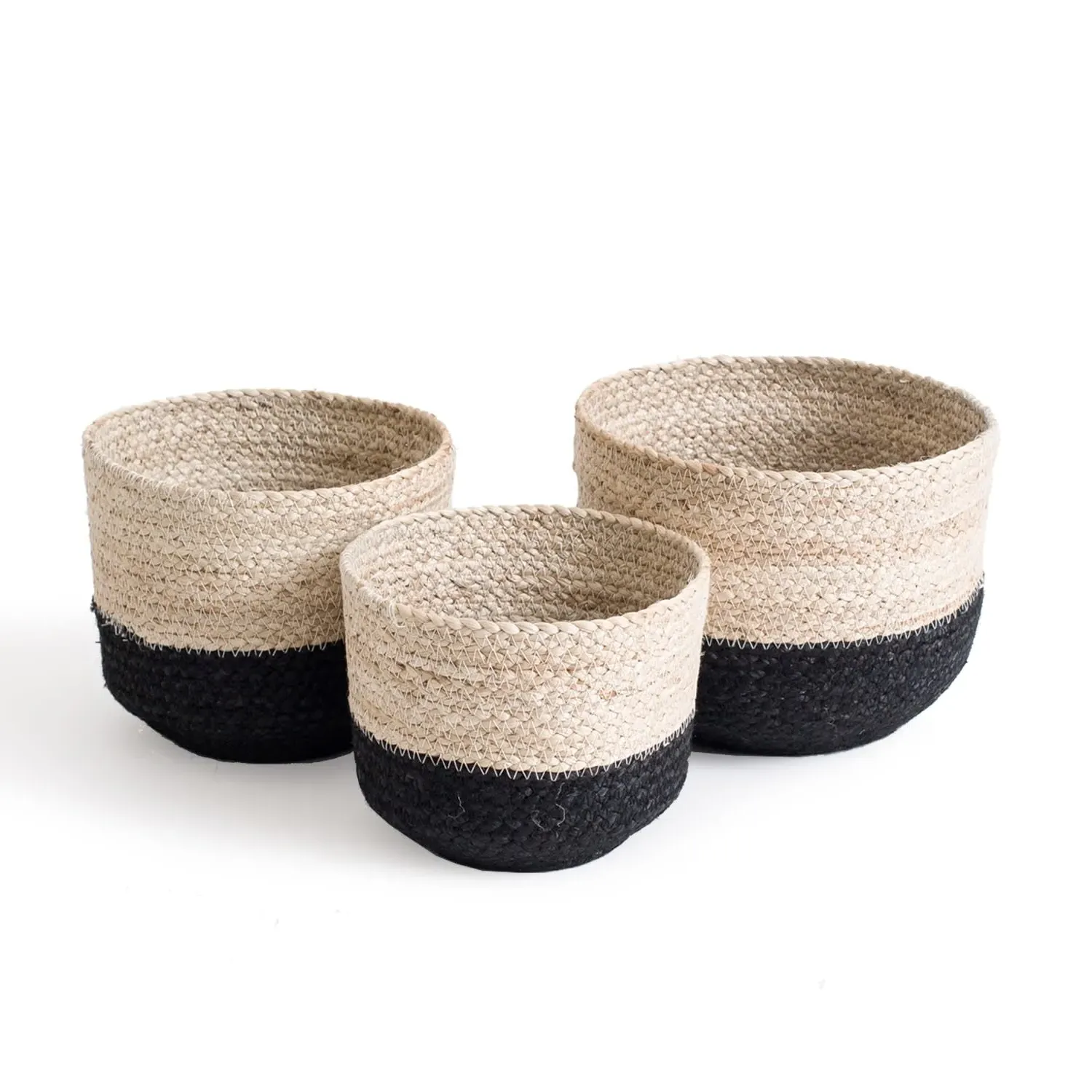 Naiya Storage Bin Set of 3 - Black, Jute