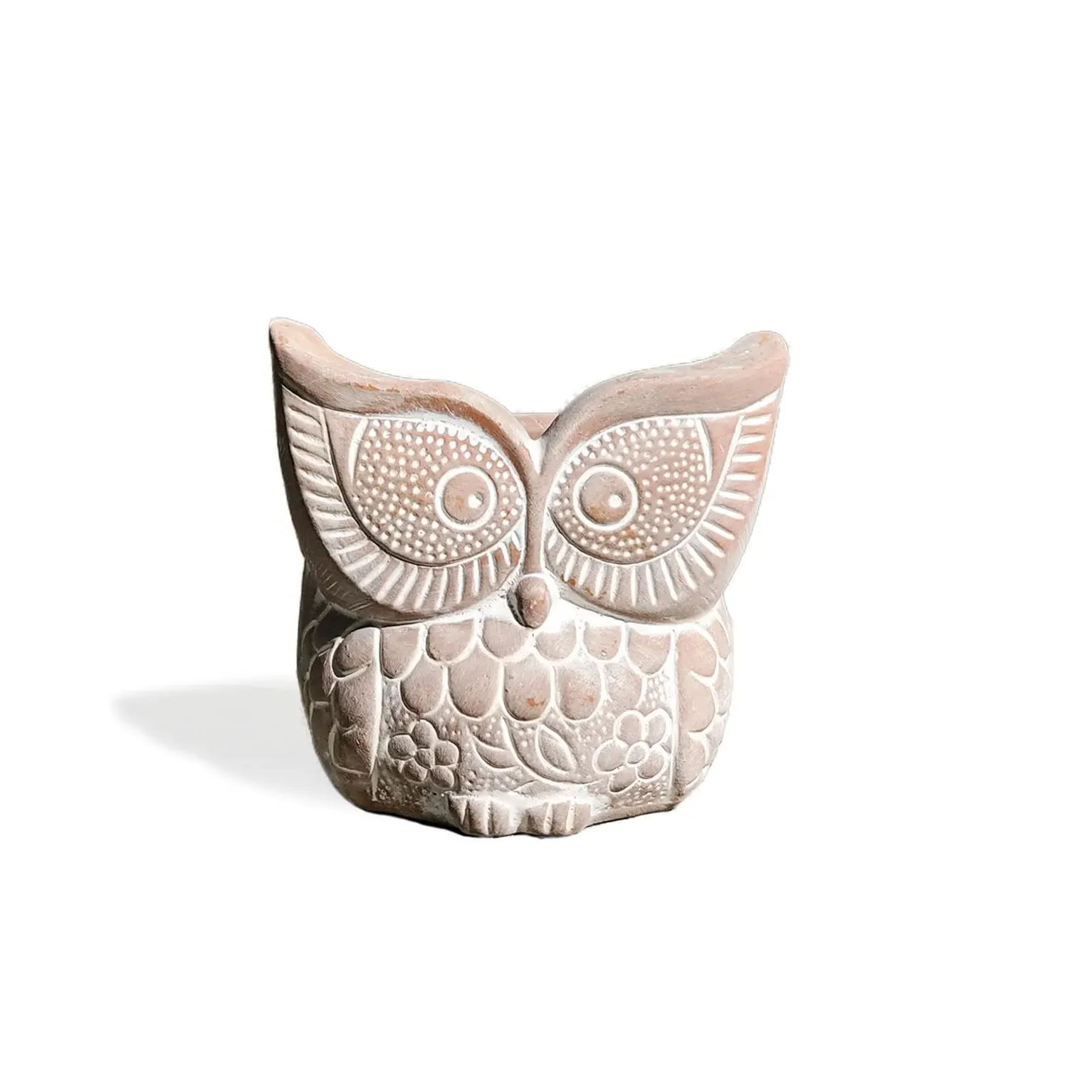Neutrals Big Eye Owl Terracotta Pot - Orange, Clay
