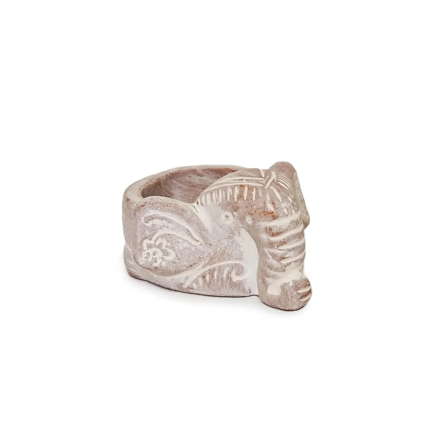 Neutrals Elephant Tea Light Candle Holder - Orange, Terracotta