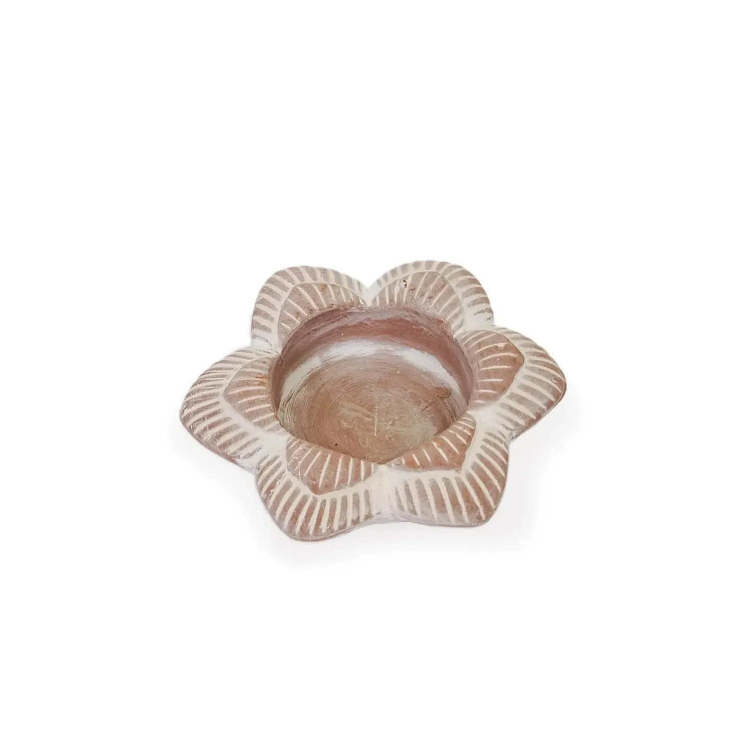 Neutrals Flower Tea Light Candle Holder - Orange, Terracotta