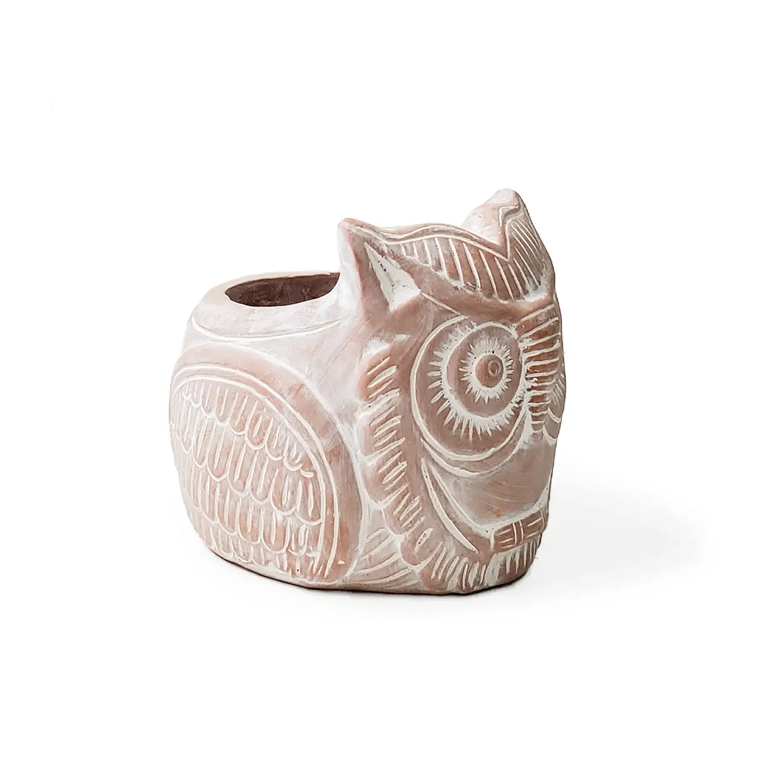 Neutrals Horned Owl Terracotta Pot - Orange, Clay