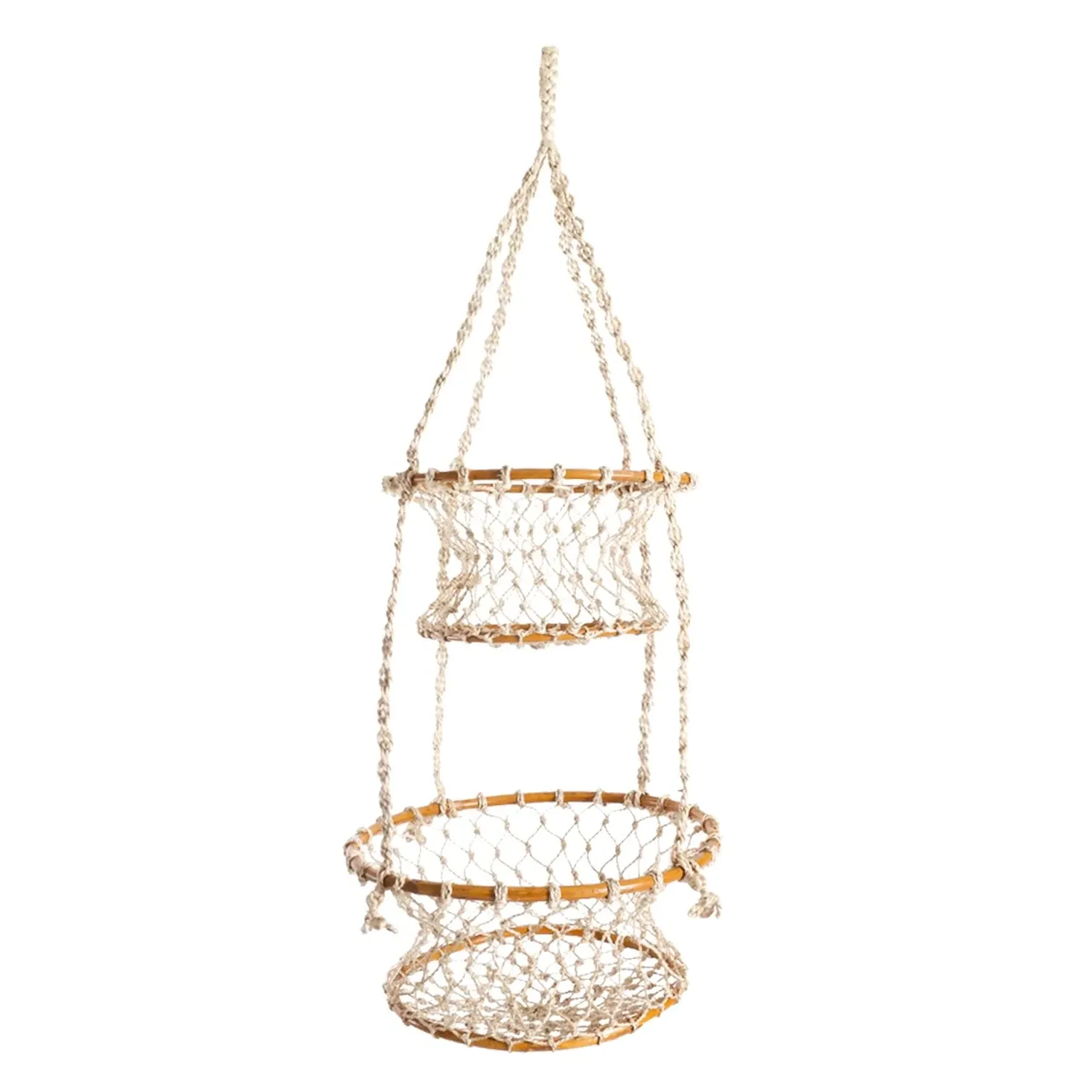 Neutrals Jhuri Double Hanging Basket - Natural, Jute