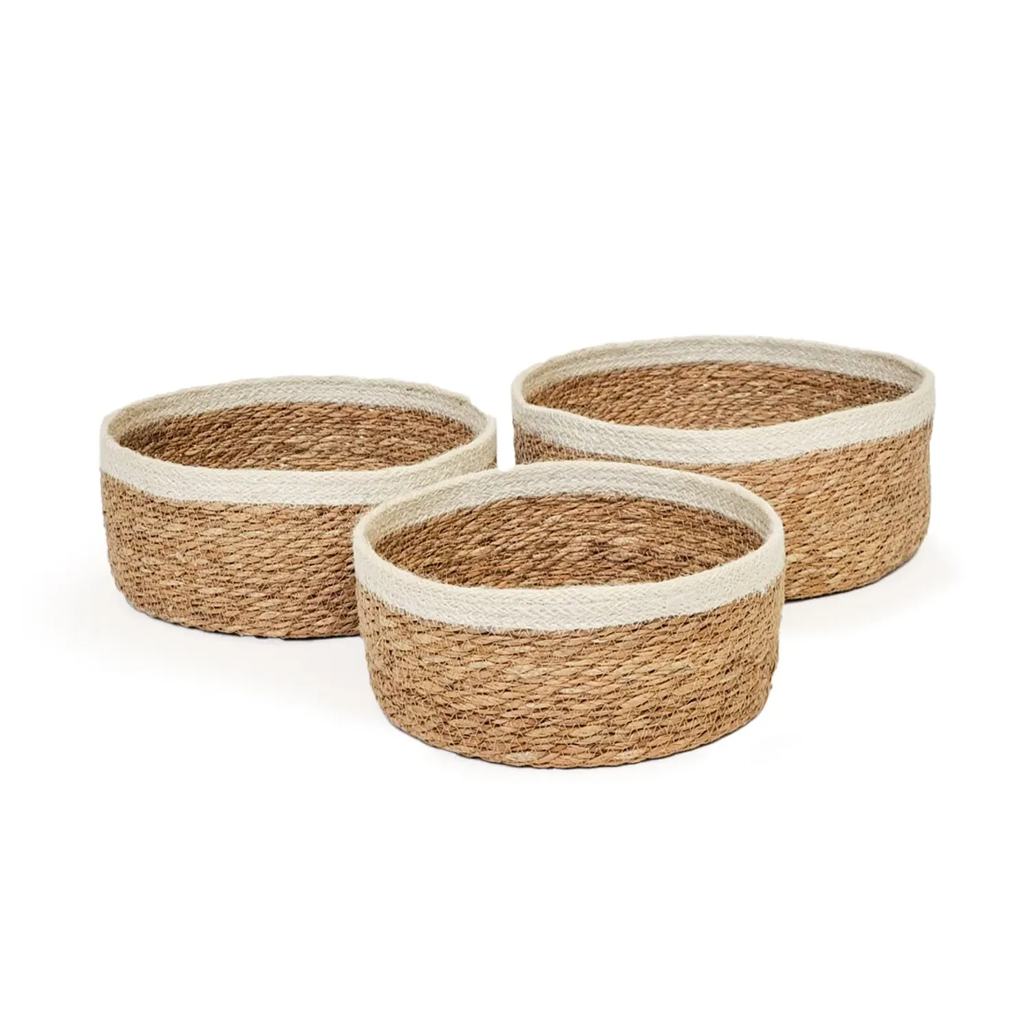 Savar Storage Bowl Set of 3 - White, Seagrass