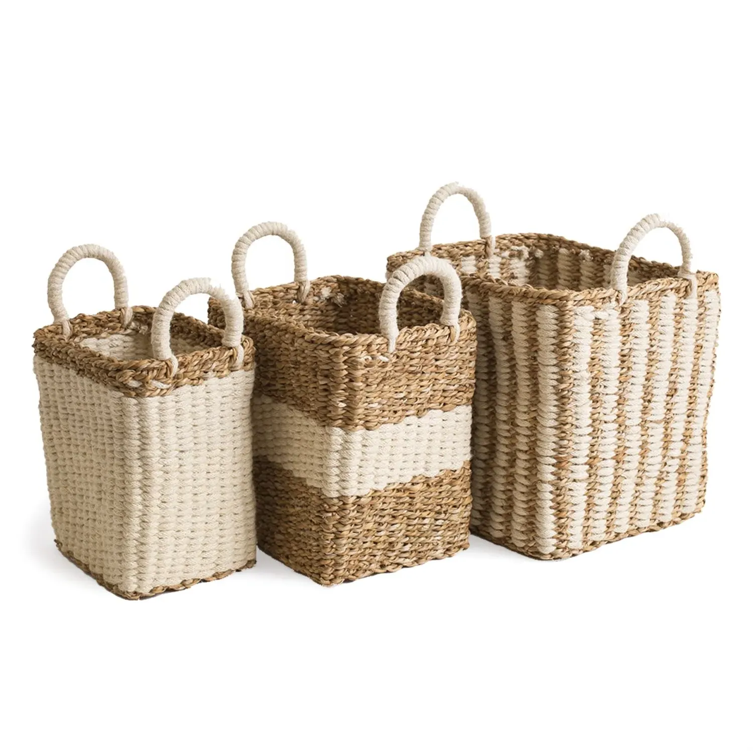 Ula Storage Basket Set of 3 - White, Jute image