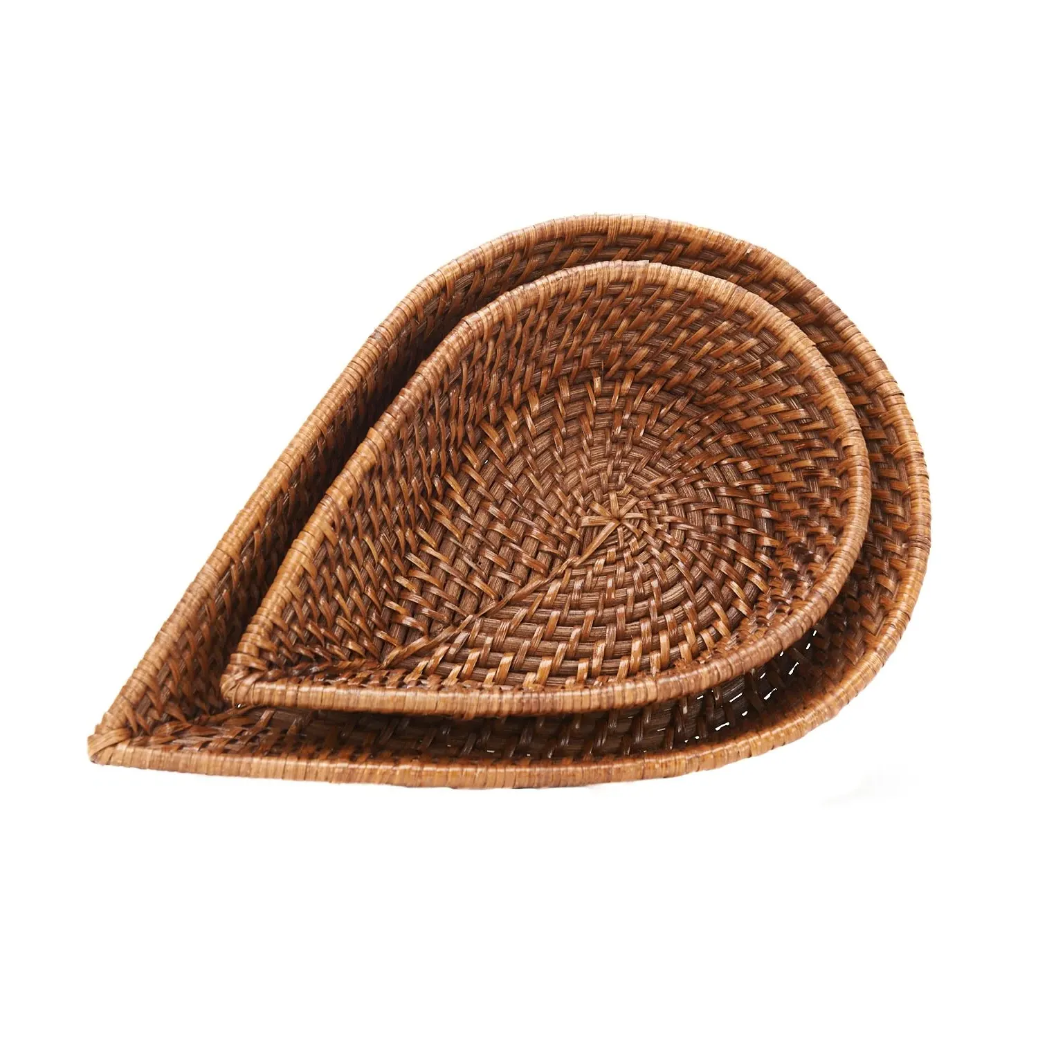 Luntian Leaf Nesting Rattan Baskets Set of 2 - Brown