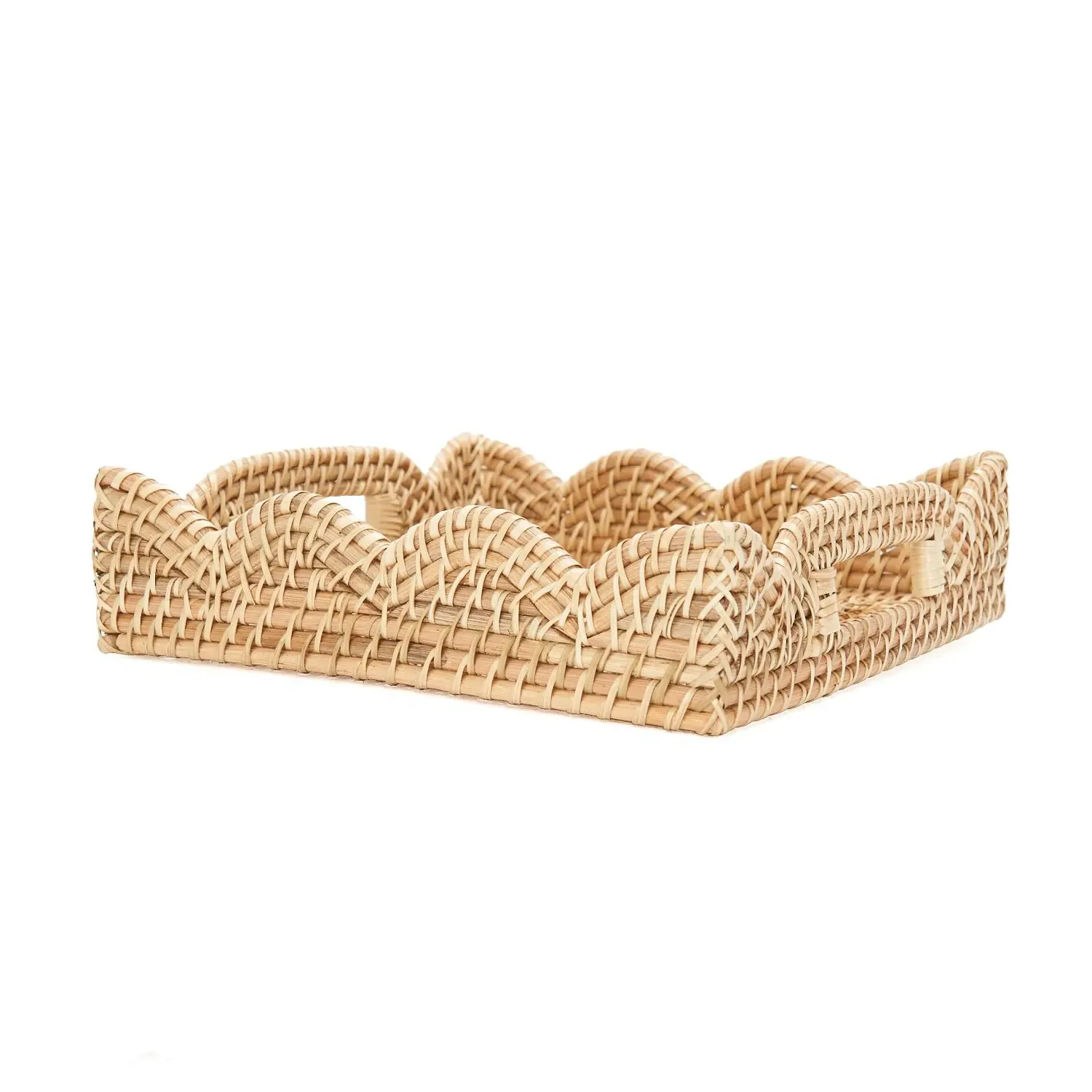 Mariposa Scallop Rattan Tray - Natural image