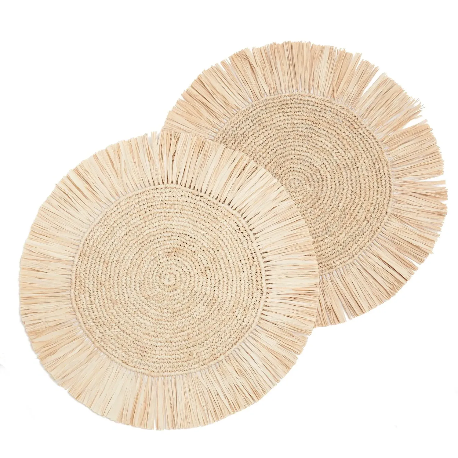 Pahiyas Woven Raffia Fringe Placemats - Natural