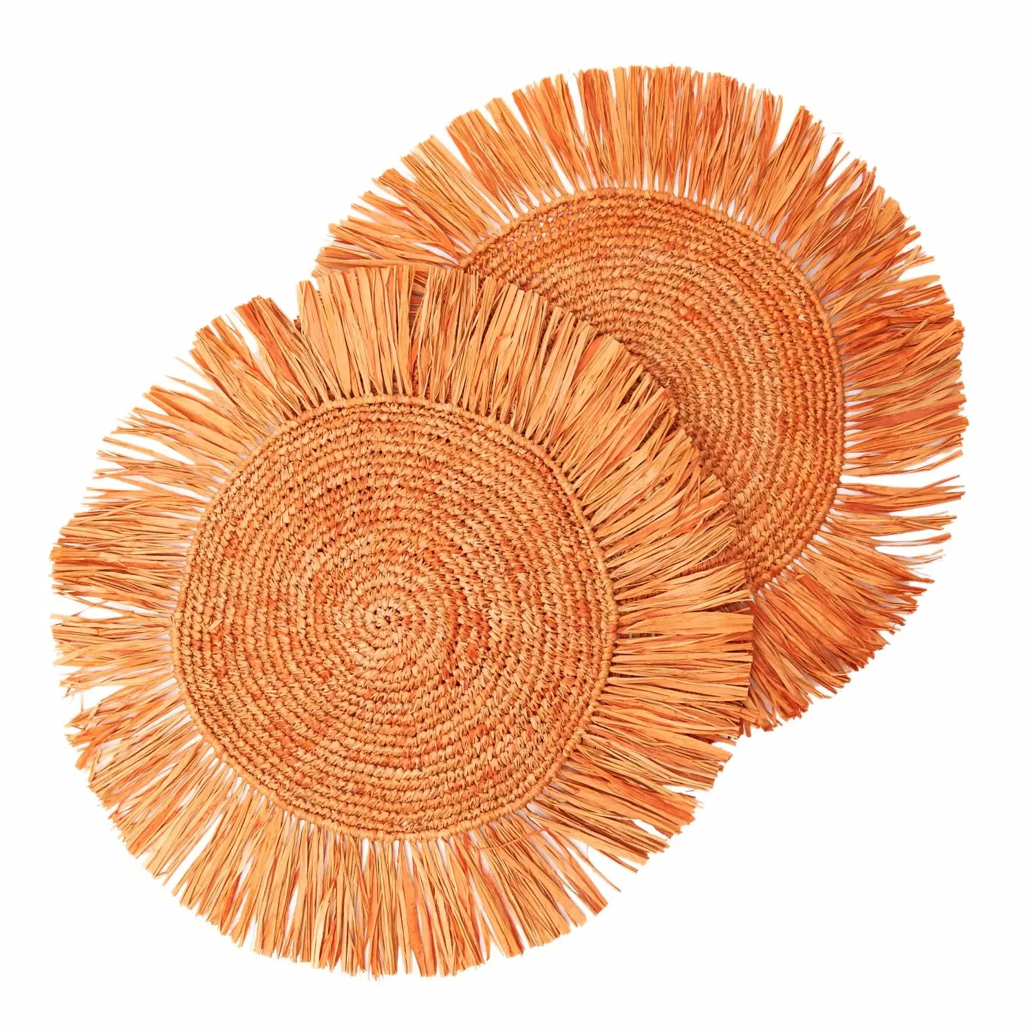 Pahiyas Woven Raffia Fringe Placemats - Orange