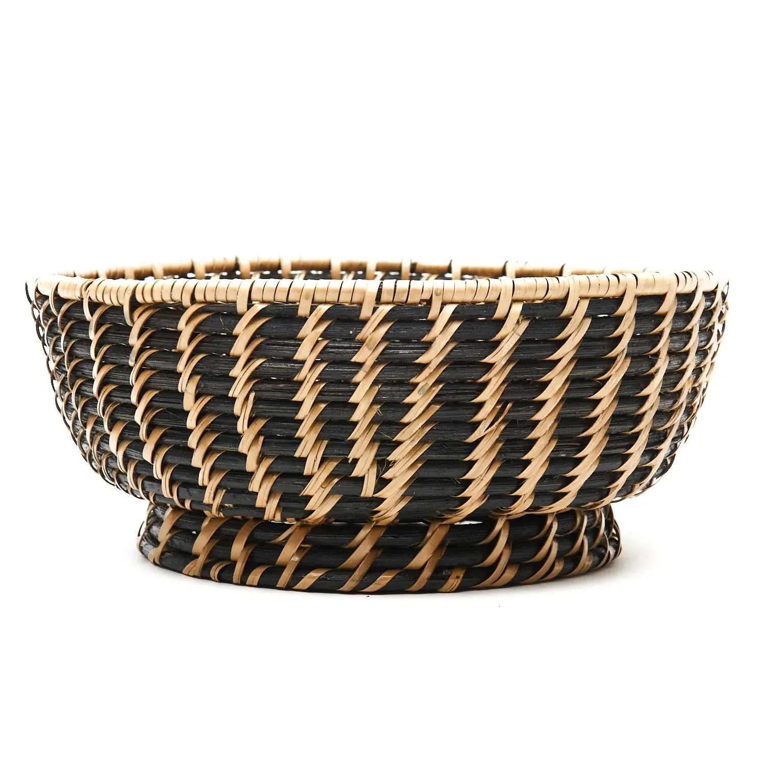 Woven Rattan Serving Bowl - Black image