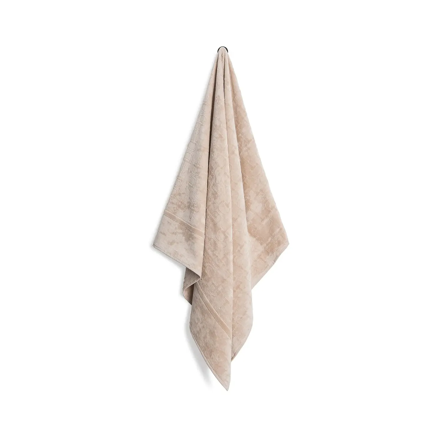 Large Velour Bath Towel - Beige, Cotton image