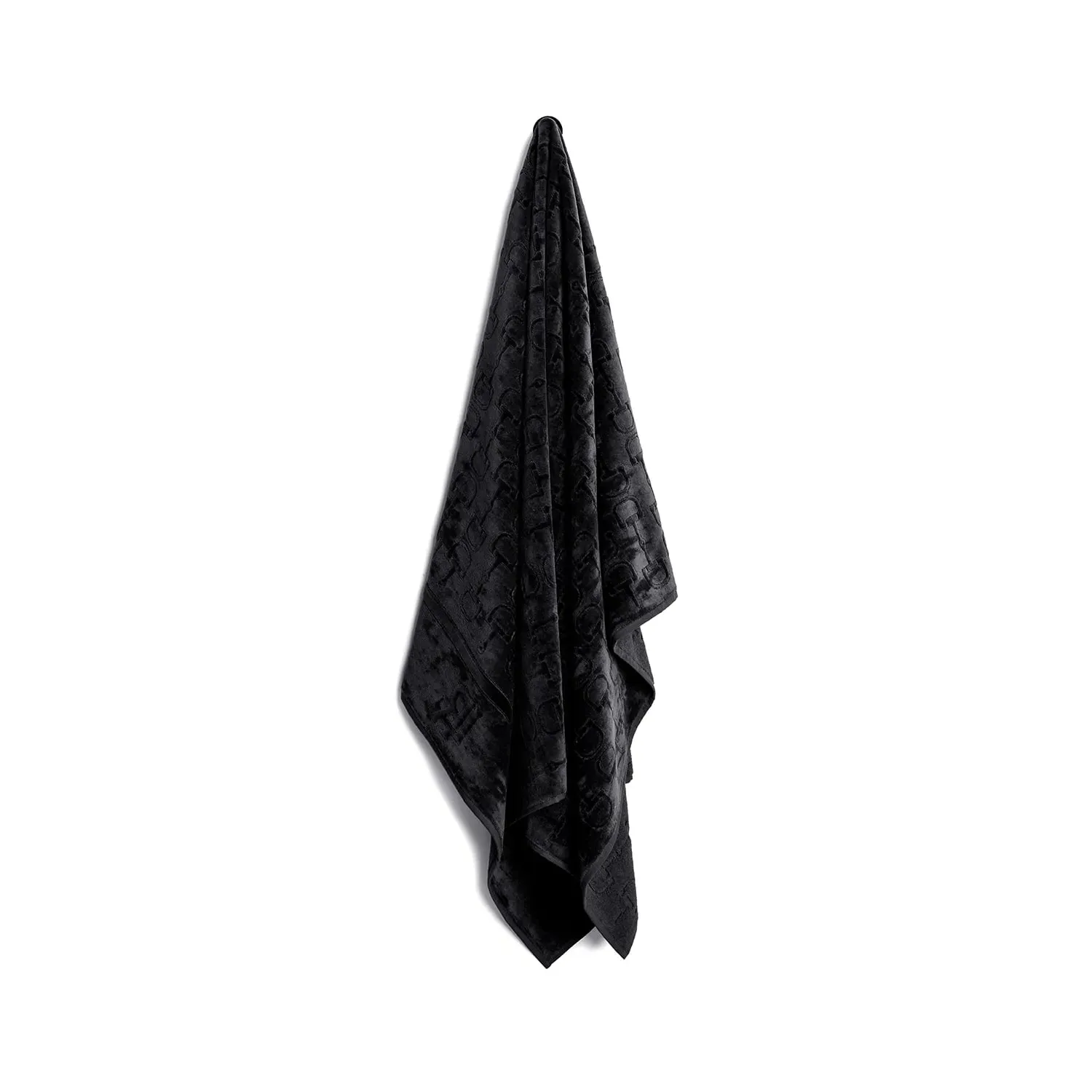 Large Velour Bath Towel - Black, Cotton