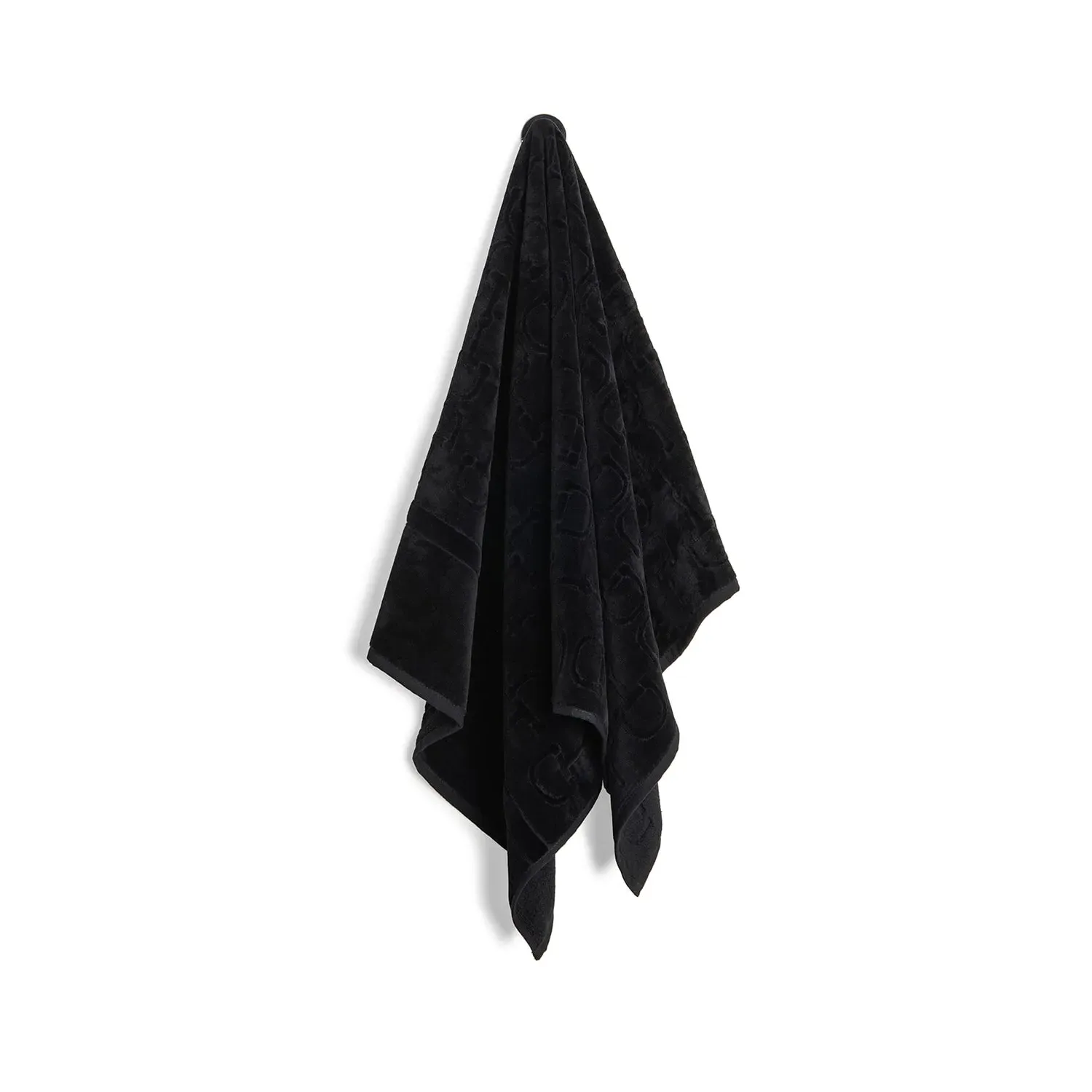 Velour Medium Bath Towel Set - Black, Cotton