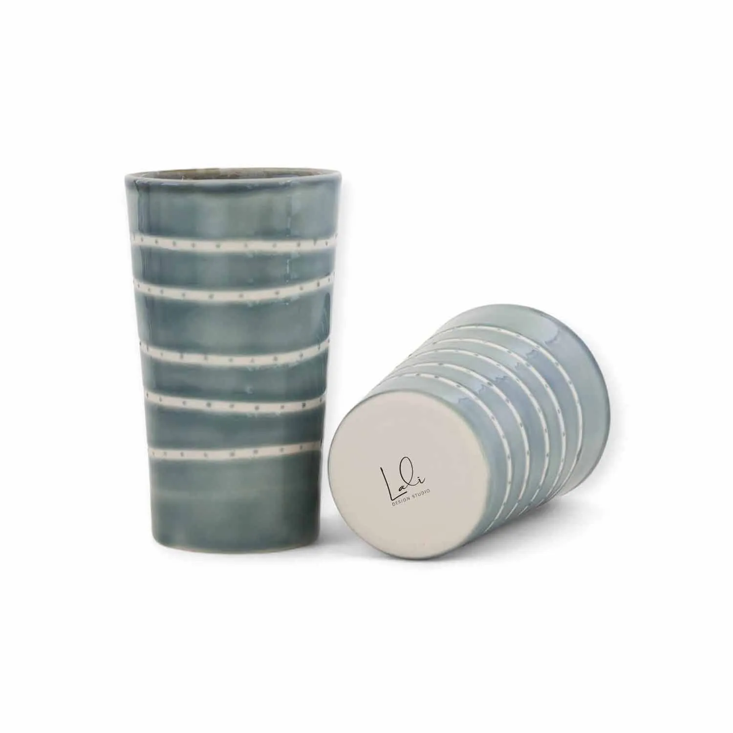 Aura Large Porcelain Tumblers Set of Two - Blue/Grey
