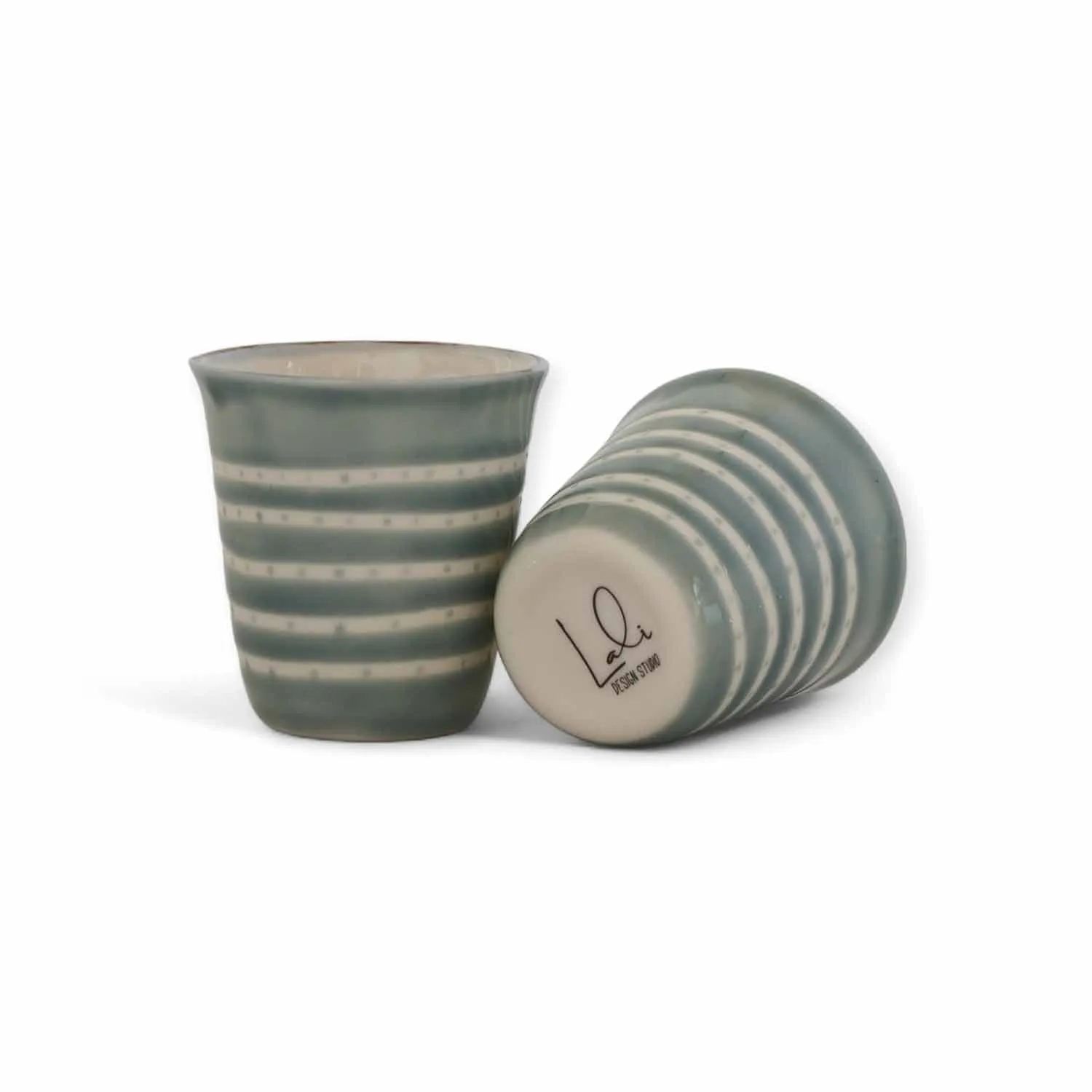 Aura Small Porcelain Tumblers Set of Two - Blue/Grey