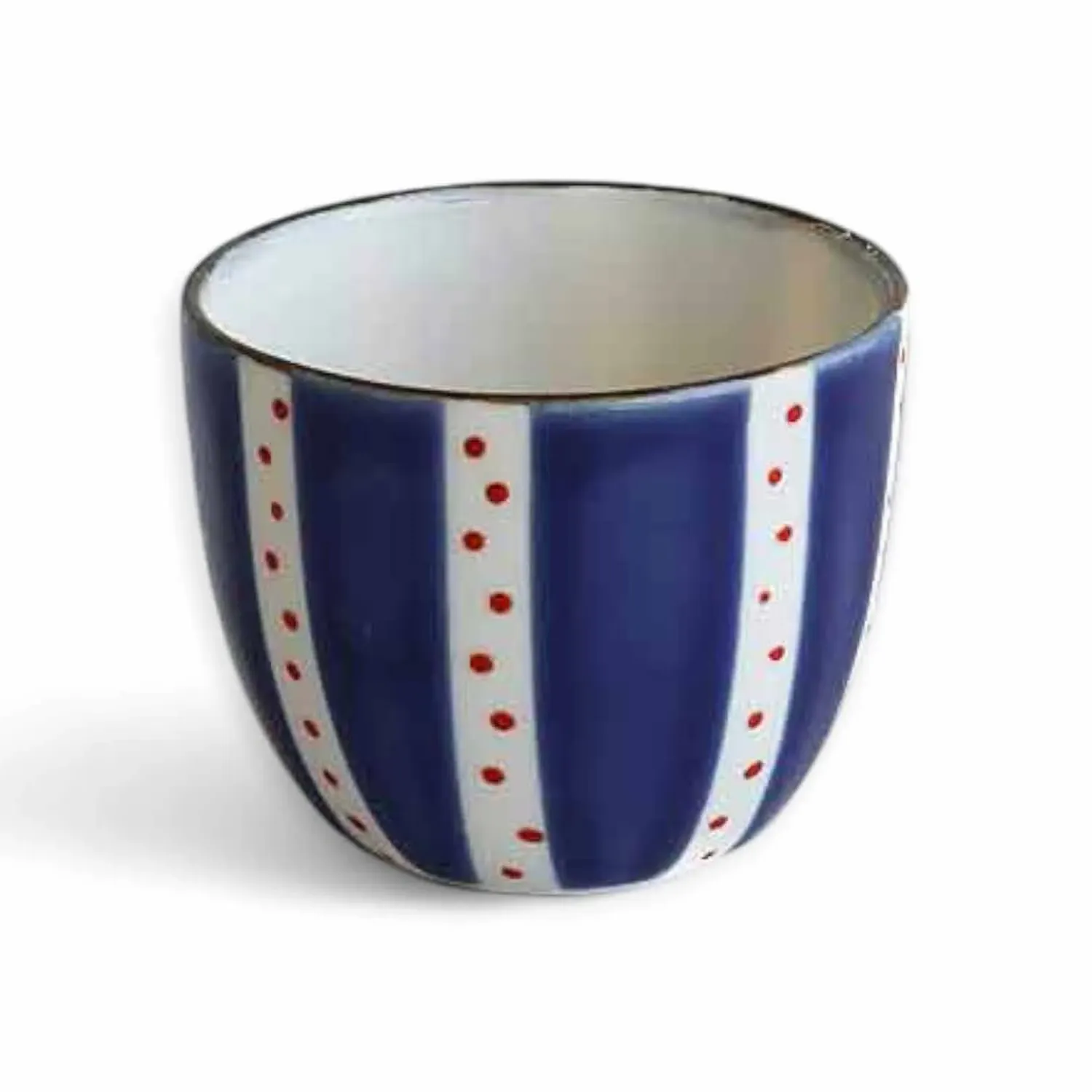 Enjoy Navy Stripe And Dots Espresso Cup - Blue, Porcelain