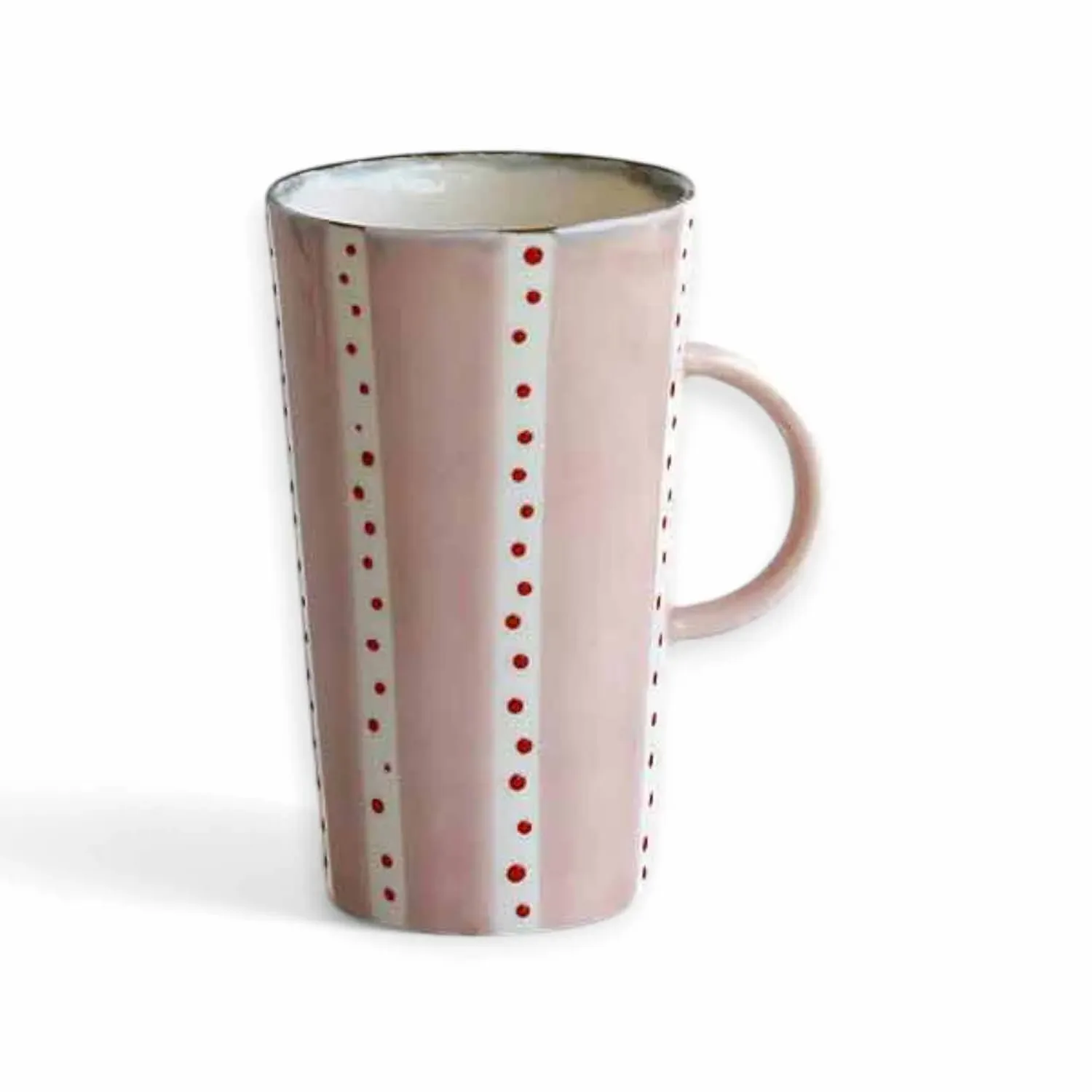 Enjoy Tall Coffee Mug with Dots - Pink, Porcelain