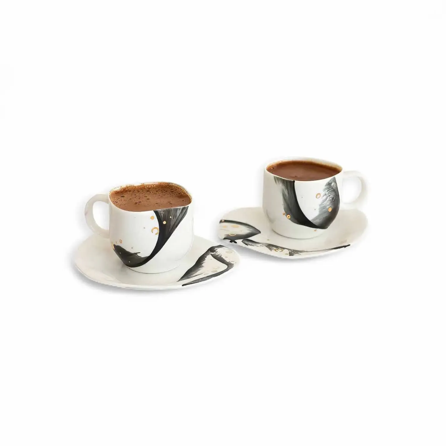 Flow Monochrome Turkish Coffee Cup Set - White, Porcelain image