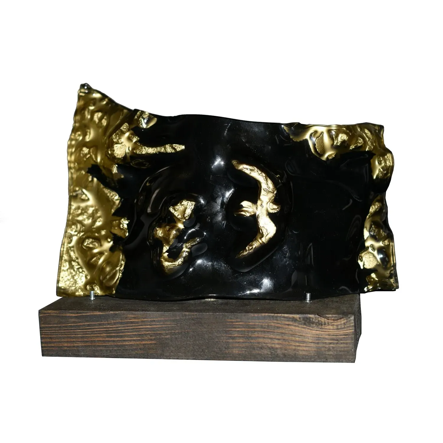 Golden Bird Glass Art Sculpture - Black/Brown/Gold image