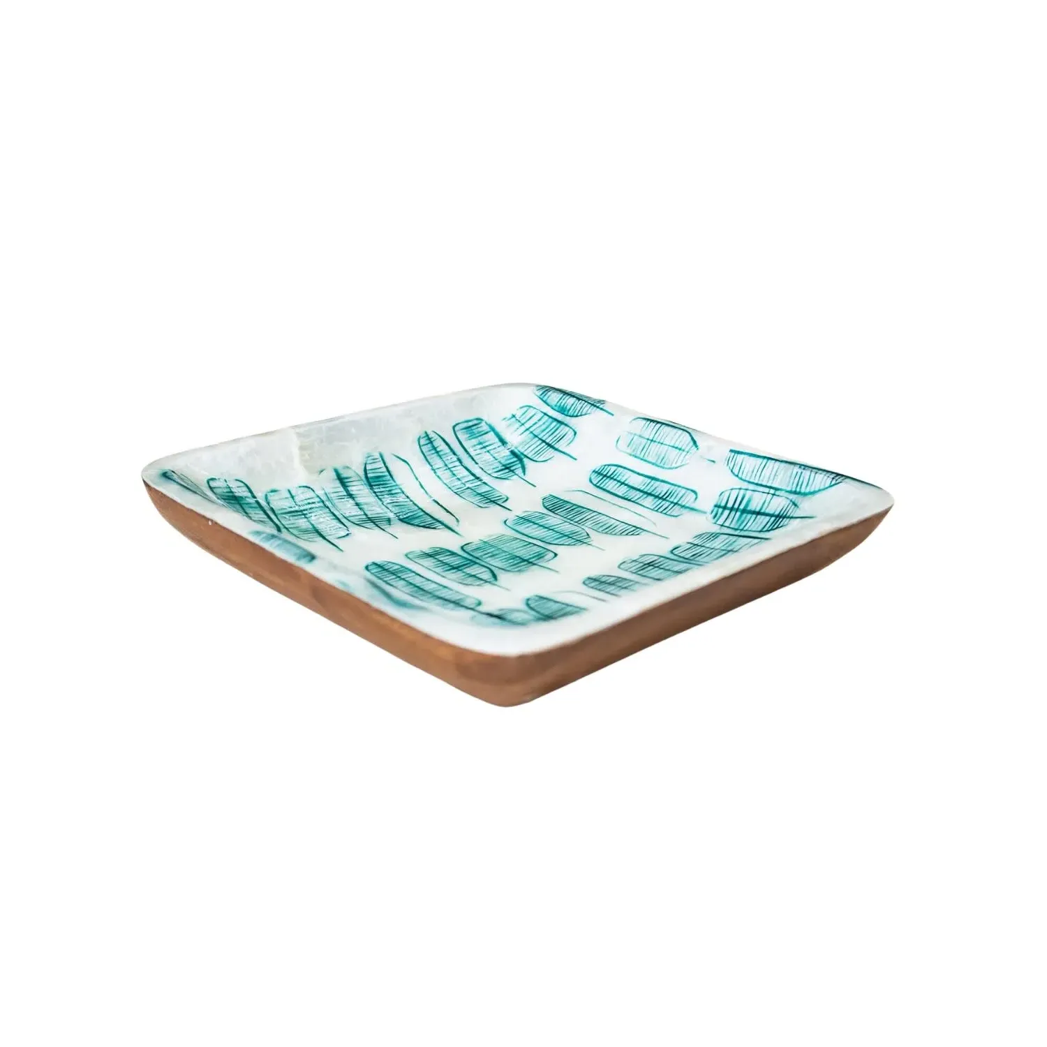 Capiz Square Plate Nordic Assorted Trees - Green, Acacia