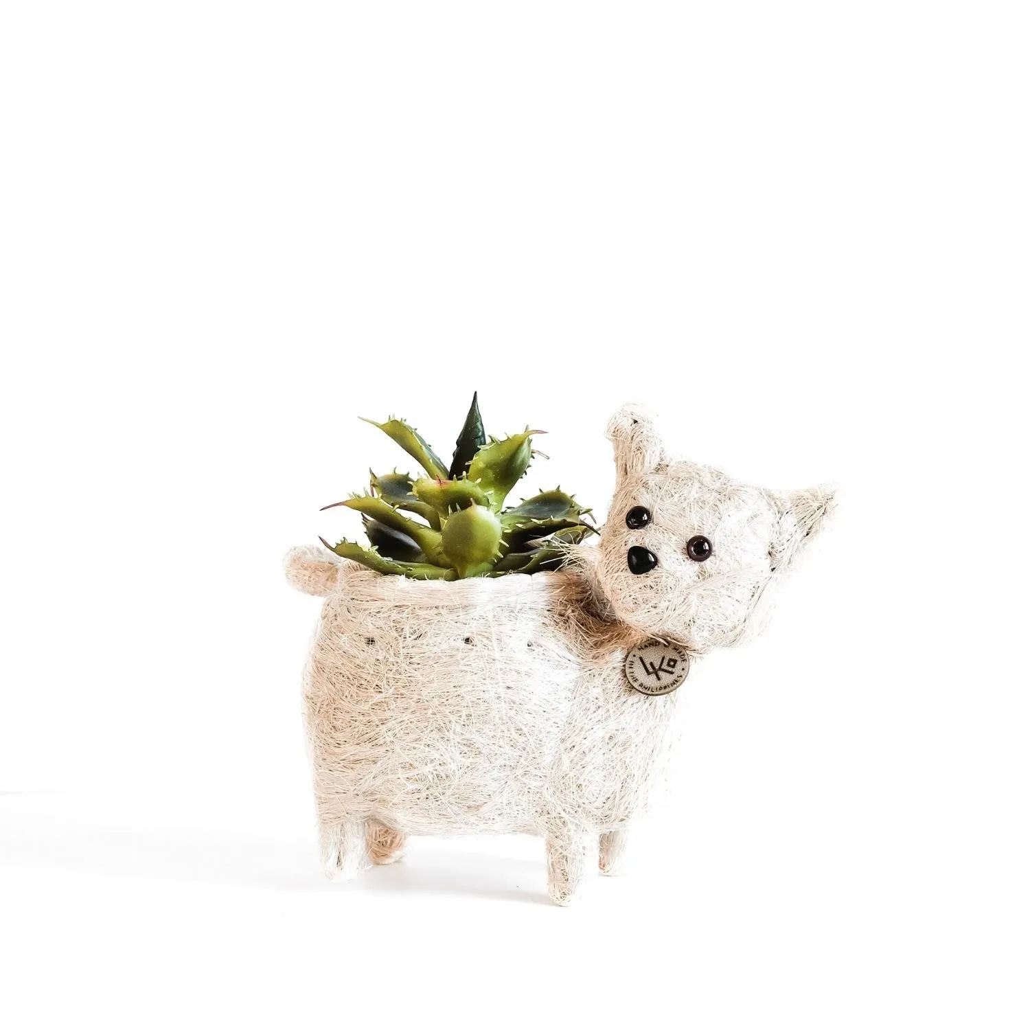 Coco Coir Baby Cat Planter - White