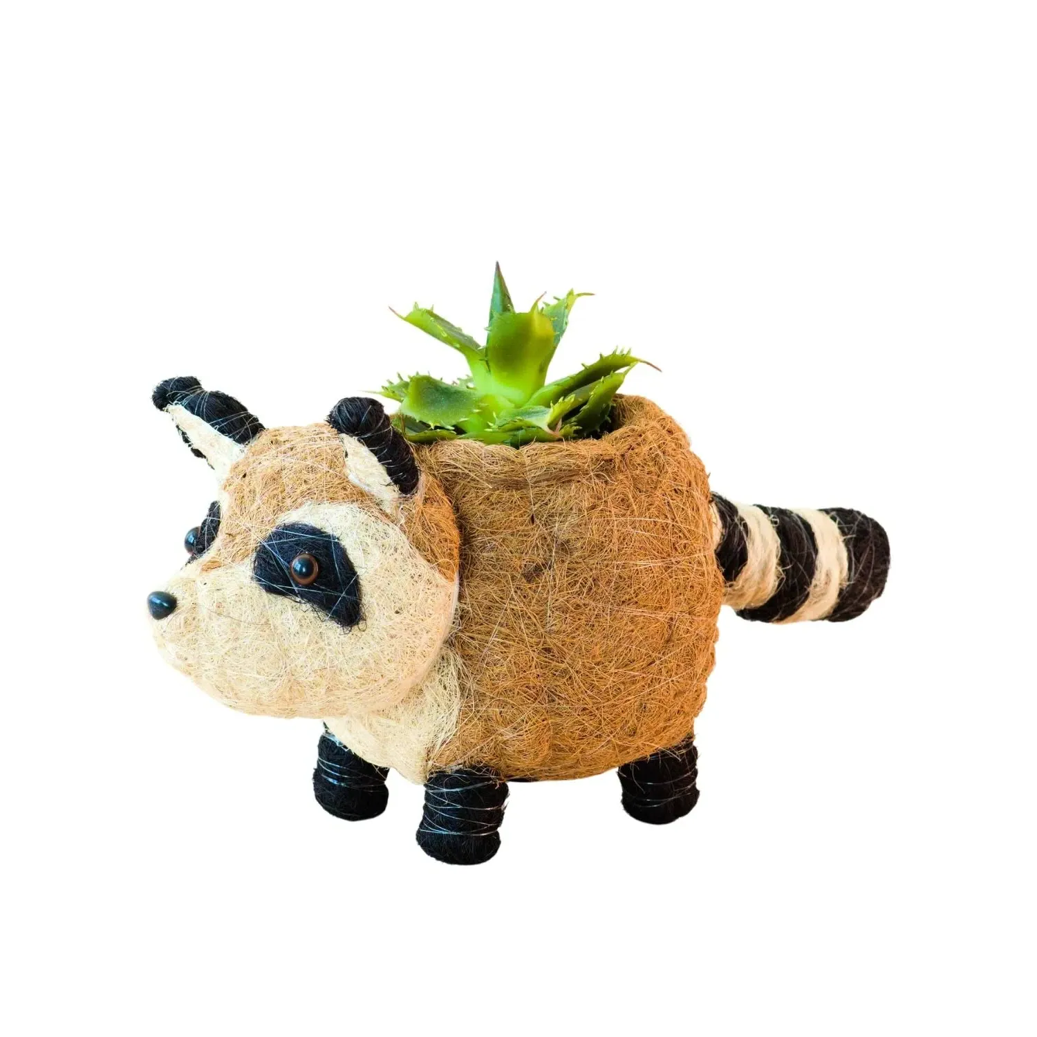 Coco Coir Raccoon Planter - Black/White