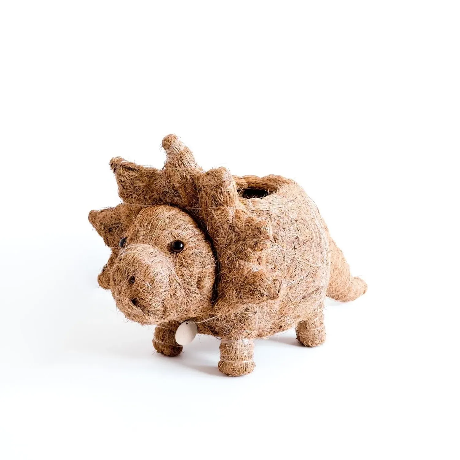 Coco Coir Triceratops Planter - Brown