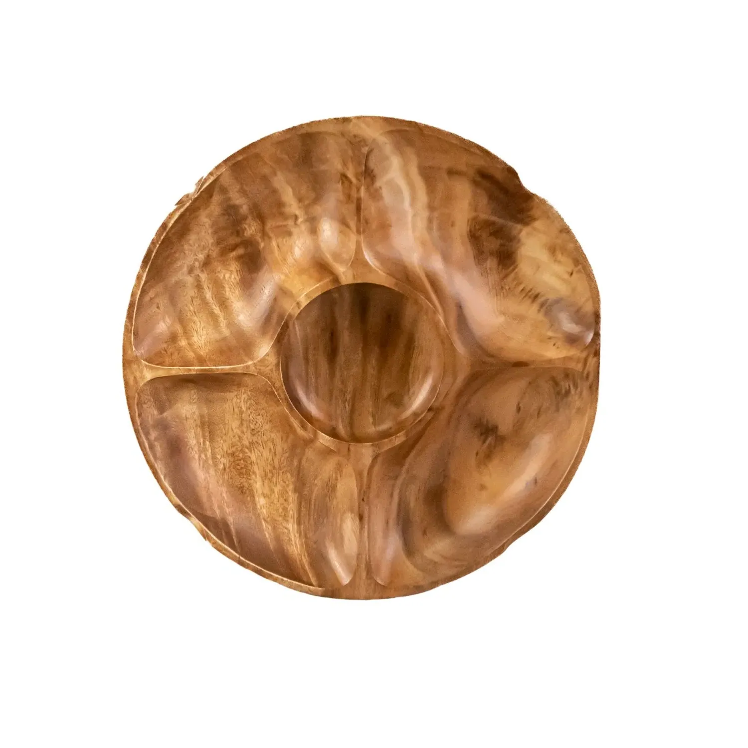 Five-Compartment Serving Tray - Brown, Acacia Wood