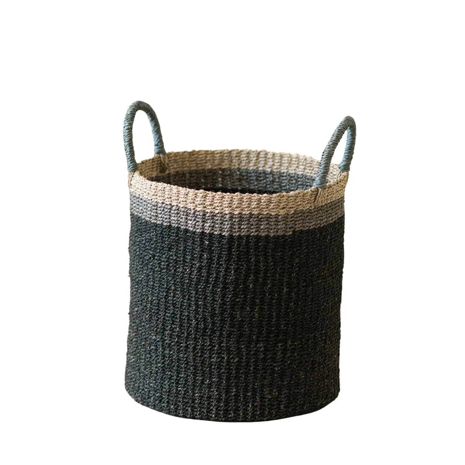Floor Basket with Handle - Black, Manila Hemp image