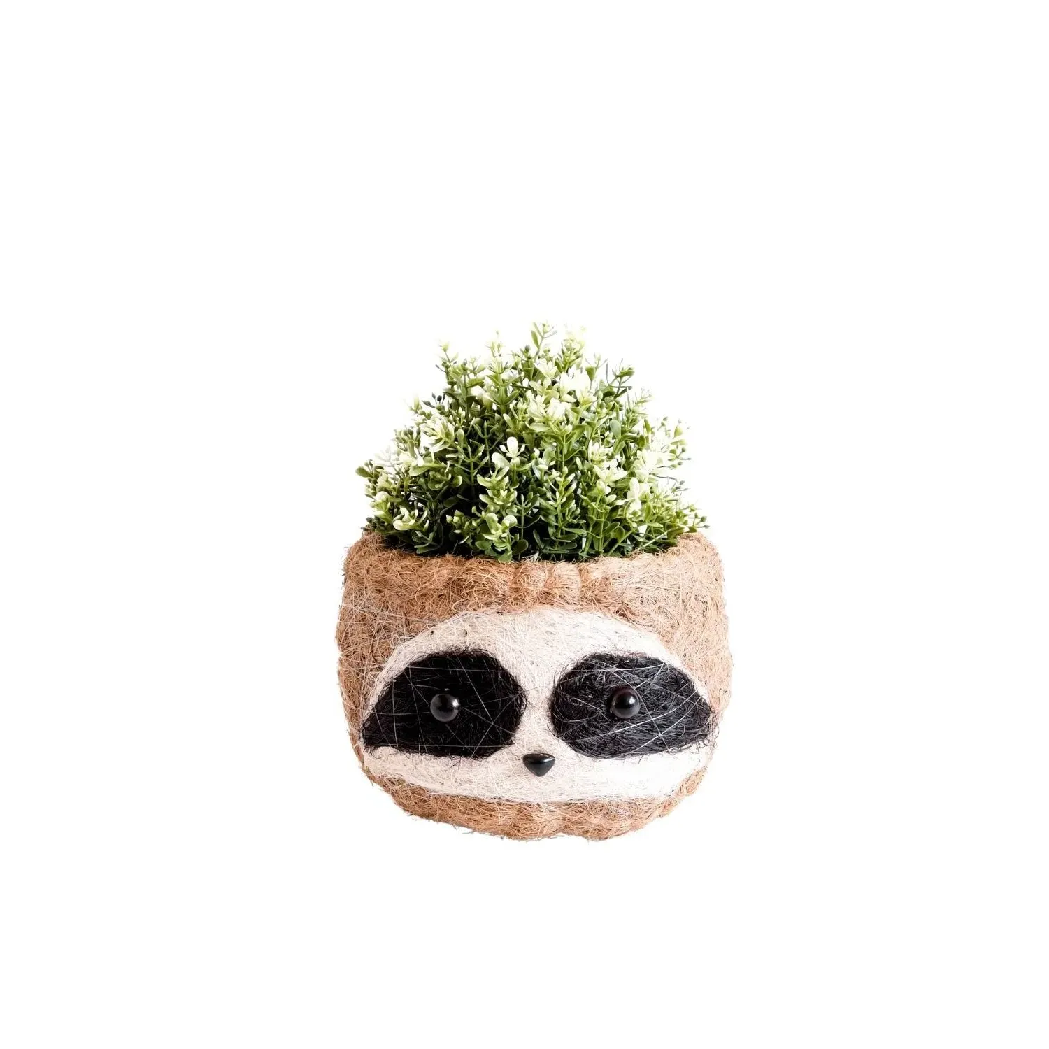 Large Three-Tone Sloth Planter - Black, Coco Coir image
