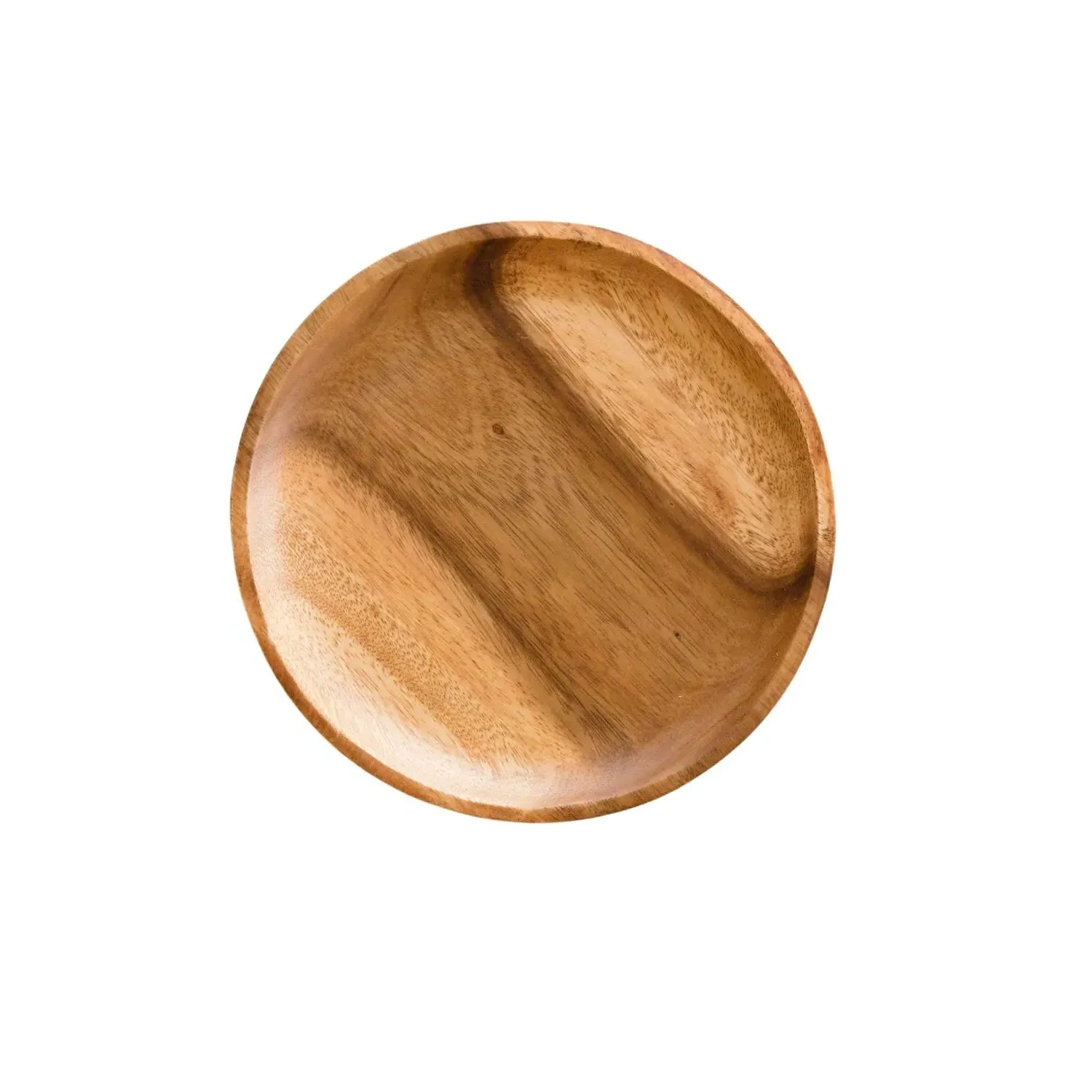 Neutrals Set of Two Round Dinner Plates - Acacia Wood