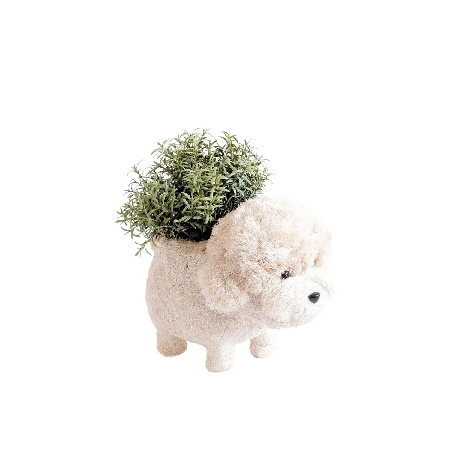 Poodle Planter - White, Coco Coir