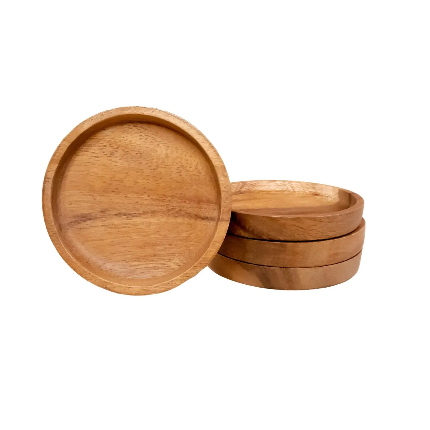 Round Coasters Set of Four - Brown, Acacia image