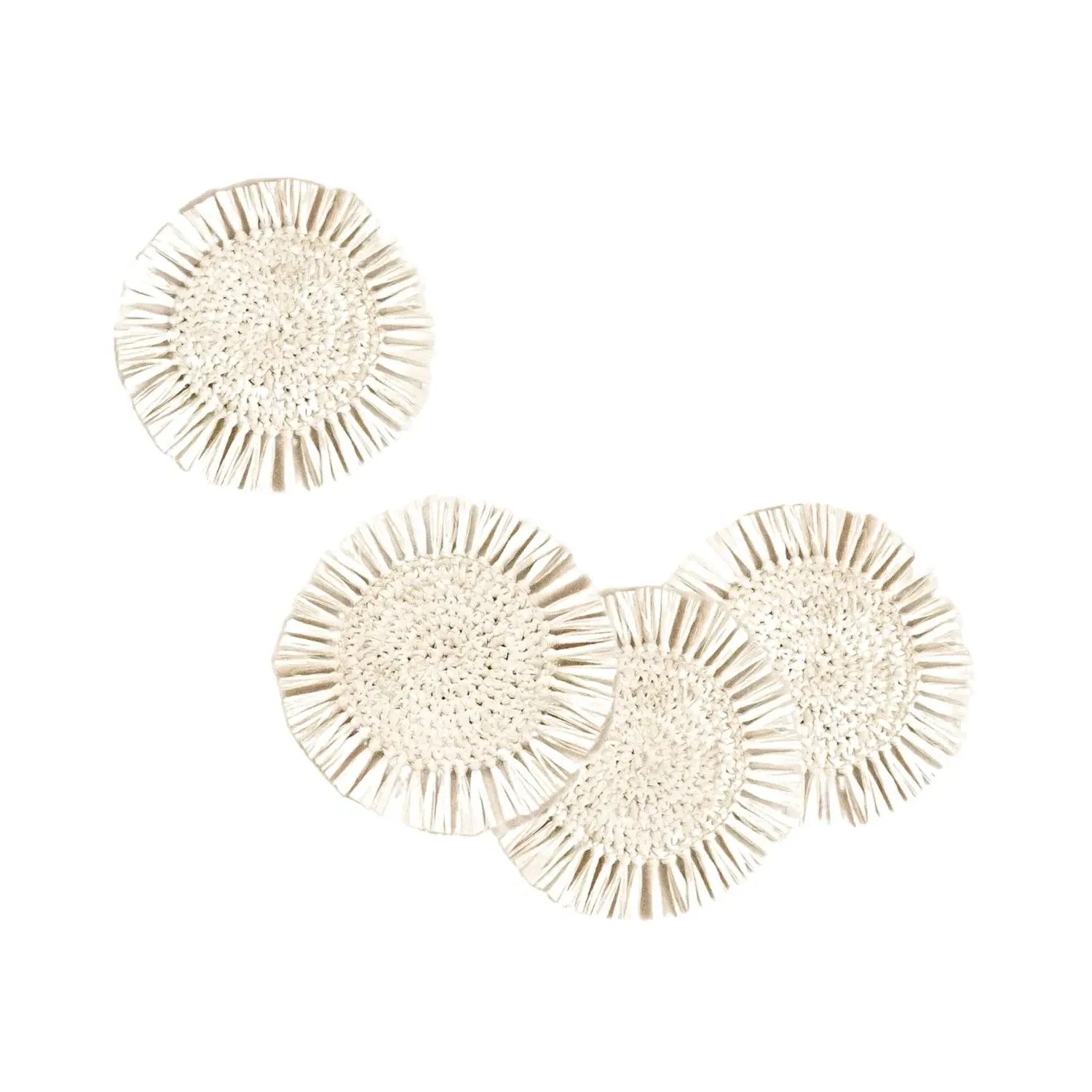 Round Crochet Coasters with Fringe - Natural Raffia image