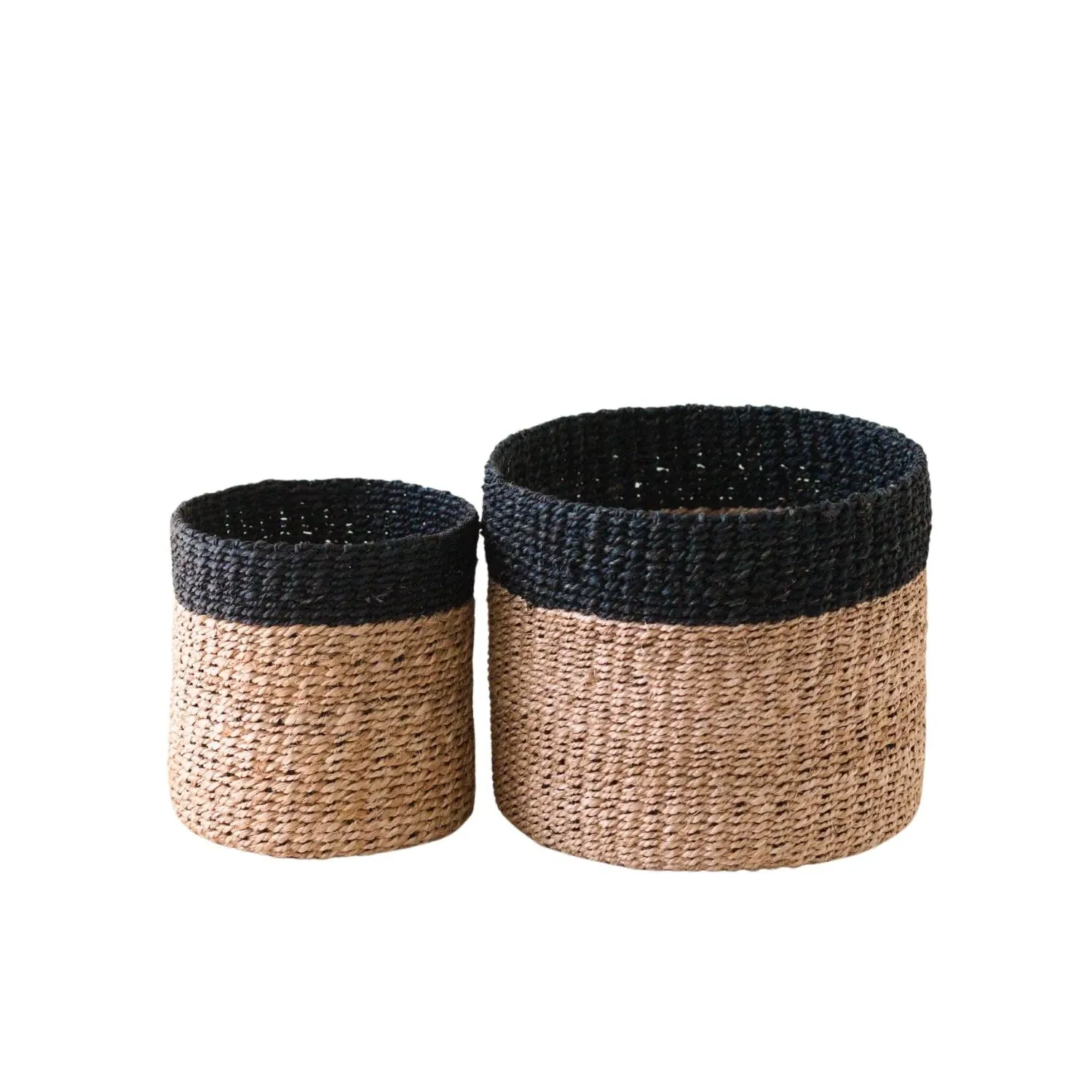 Set of Two Tabletop Storage Baskets - Black, Wicker image