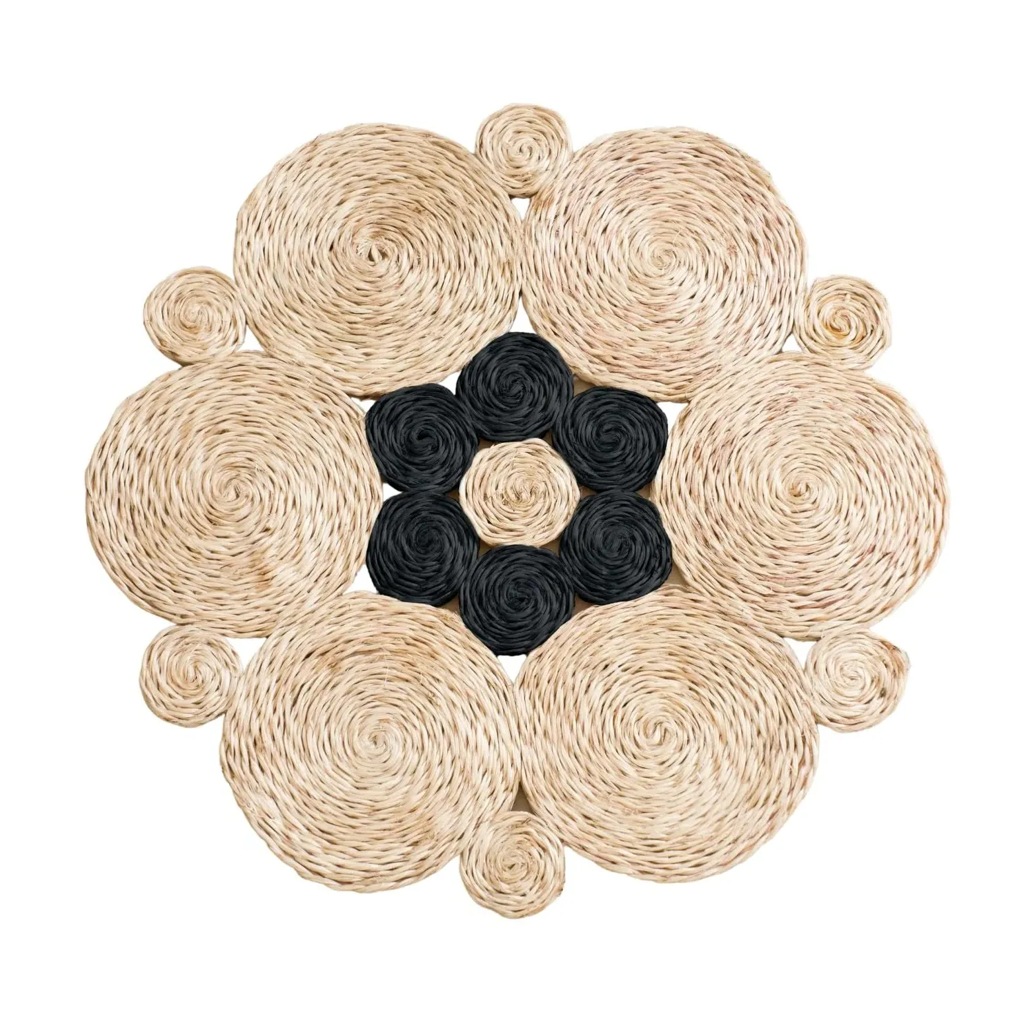 Set of Two Two-Tone Discs Braided Placemat - Black/White