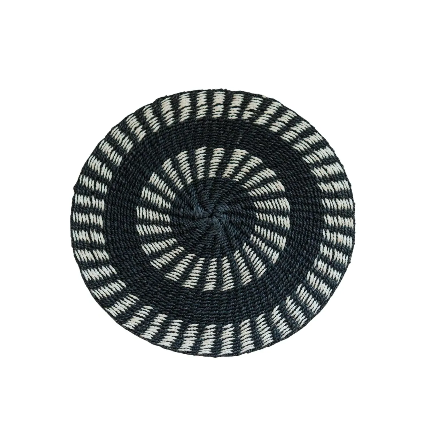 Two-Tone Round Woven Placemats Set of Two - Black/White