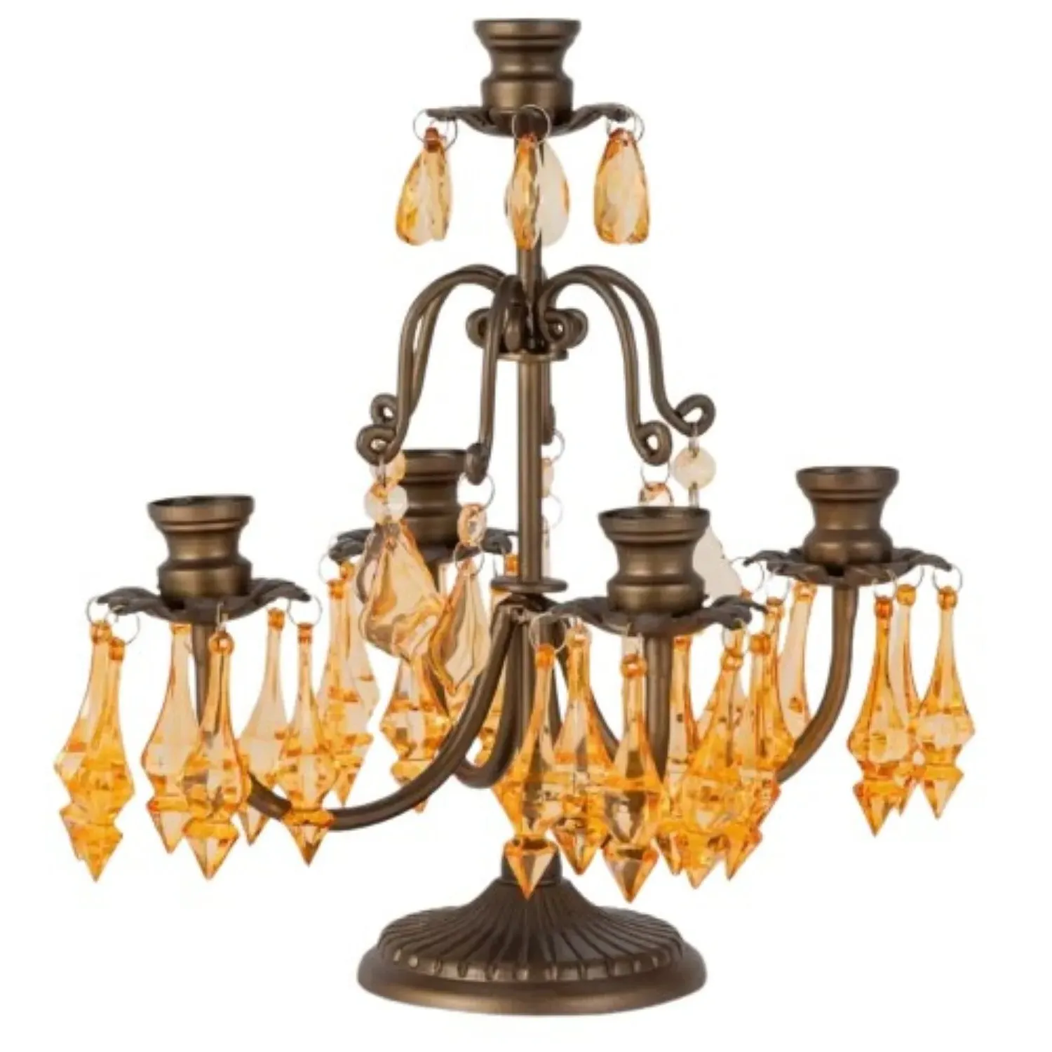 5 Arms Crystal Girandoles - Gold, Amber image