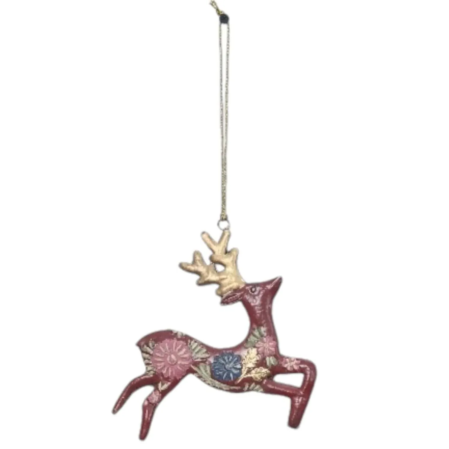 Metal Reindeer Figurine Set - Gold, Red image