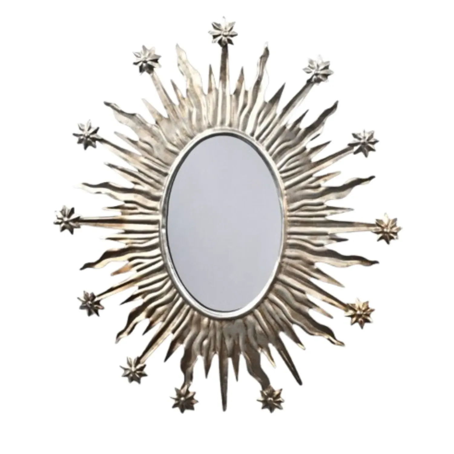 Sunshine Oval Wall Mirror with Star Details - Gold image