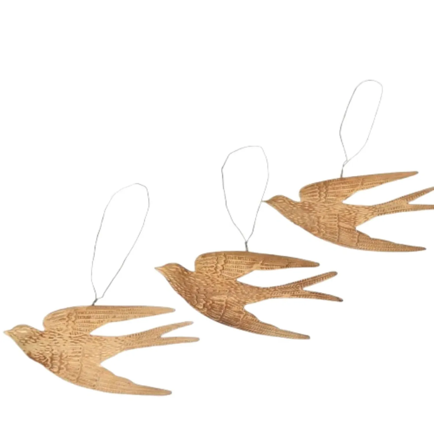 Swallow Bird Set of 3 Wall Ornaments - Gold image