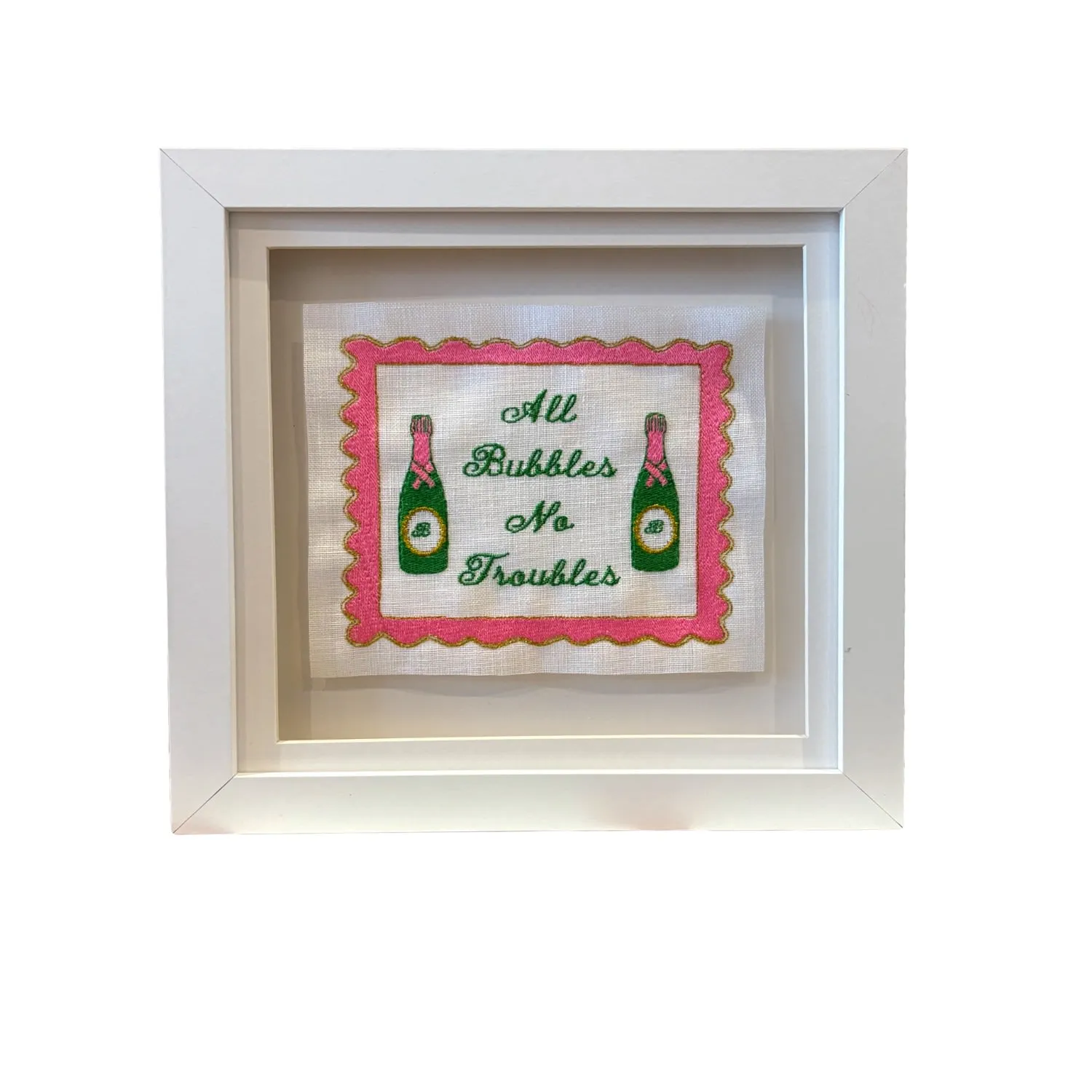 All Bubbles No Troubles Embroidered Wall Art - Pink image
