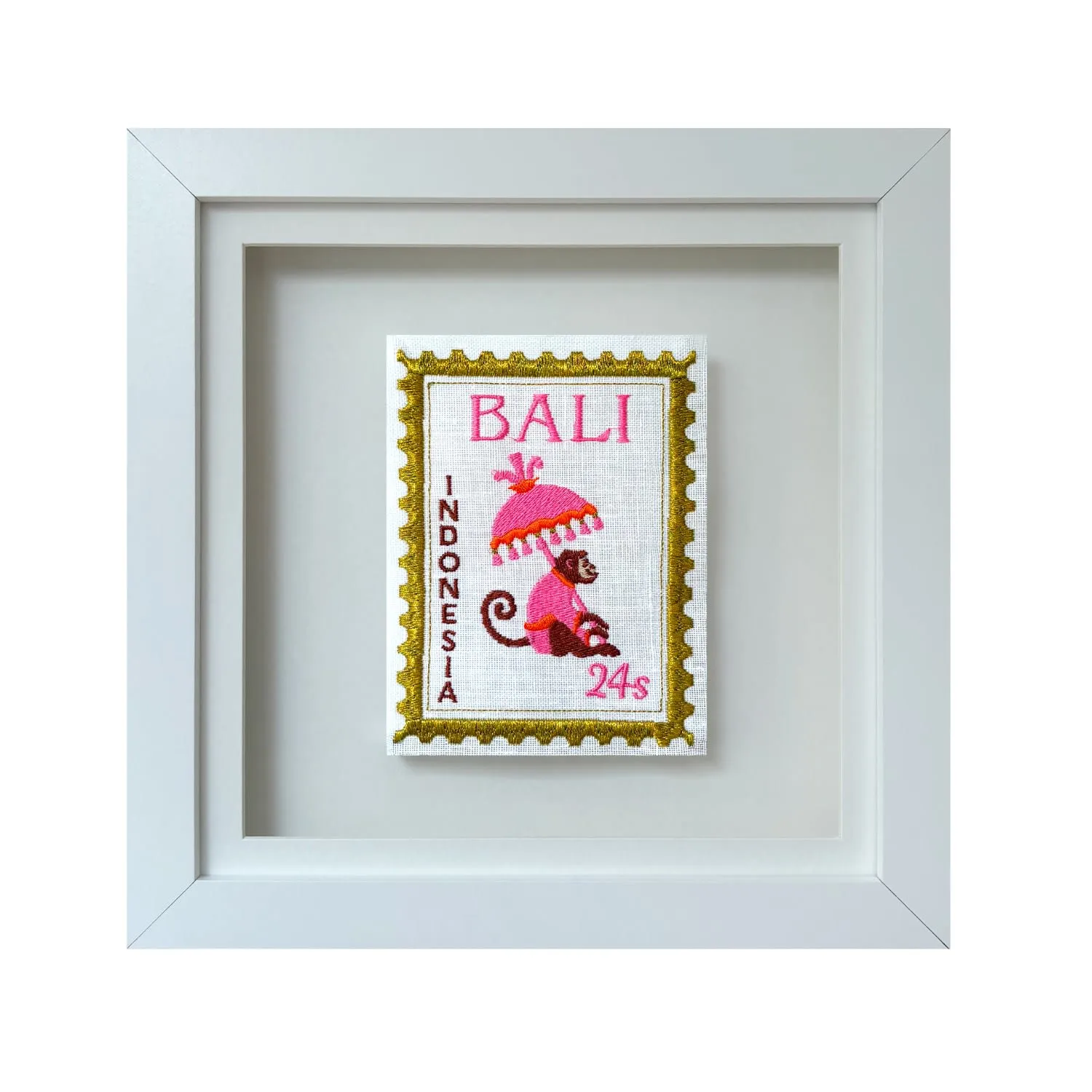 Bali Inspired Stamp Embroidered Artwork - Gold