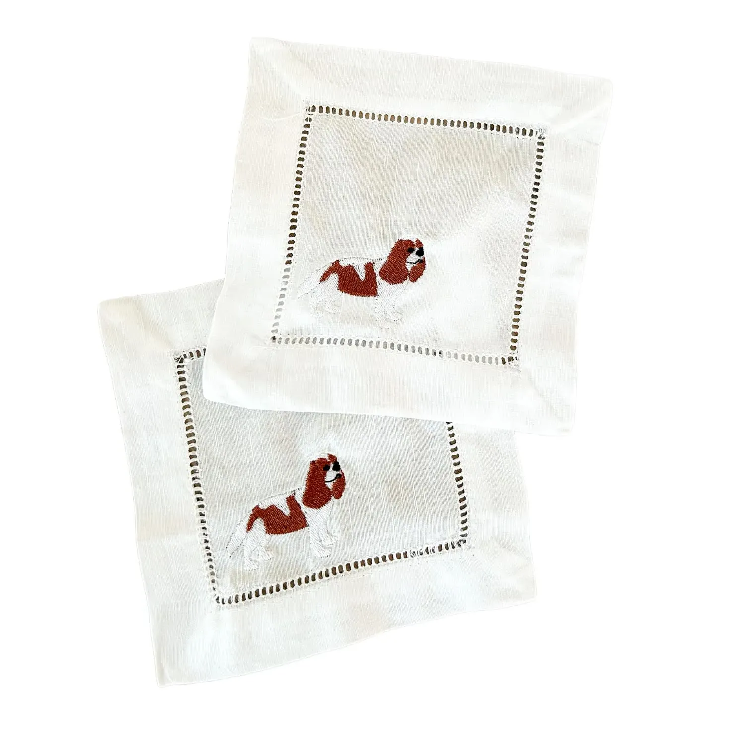 Doggie Cocktail Napkins Set of 4 - White, Linen image