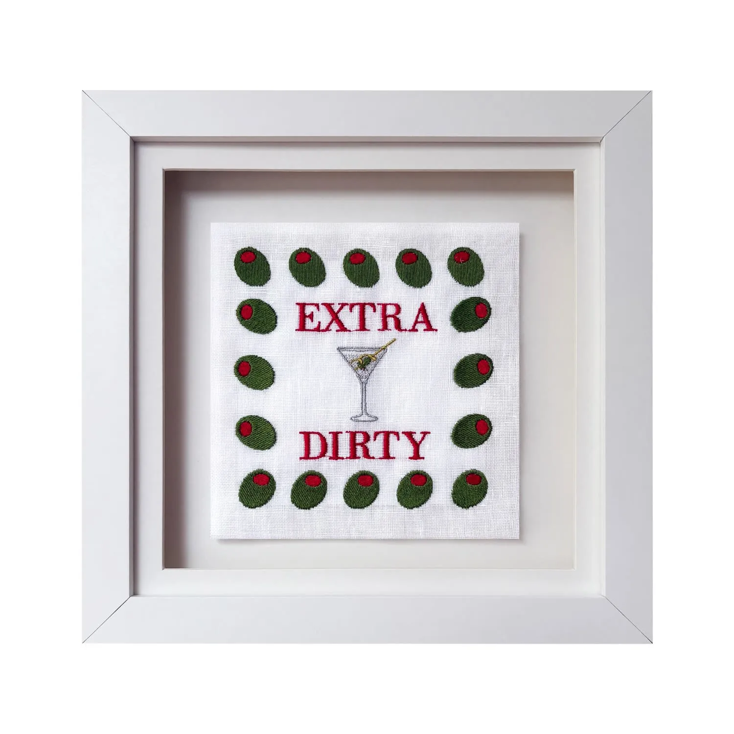 Extra Dirty Olive & Martini Embroidered Artwork - Green