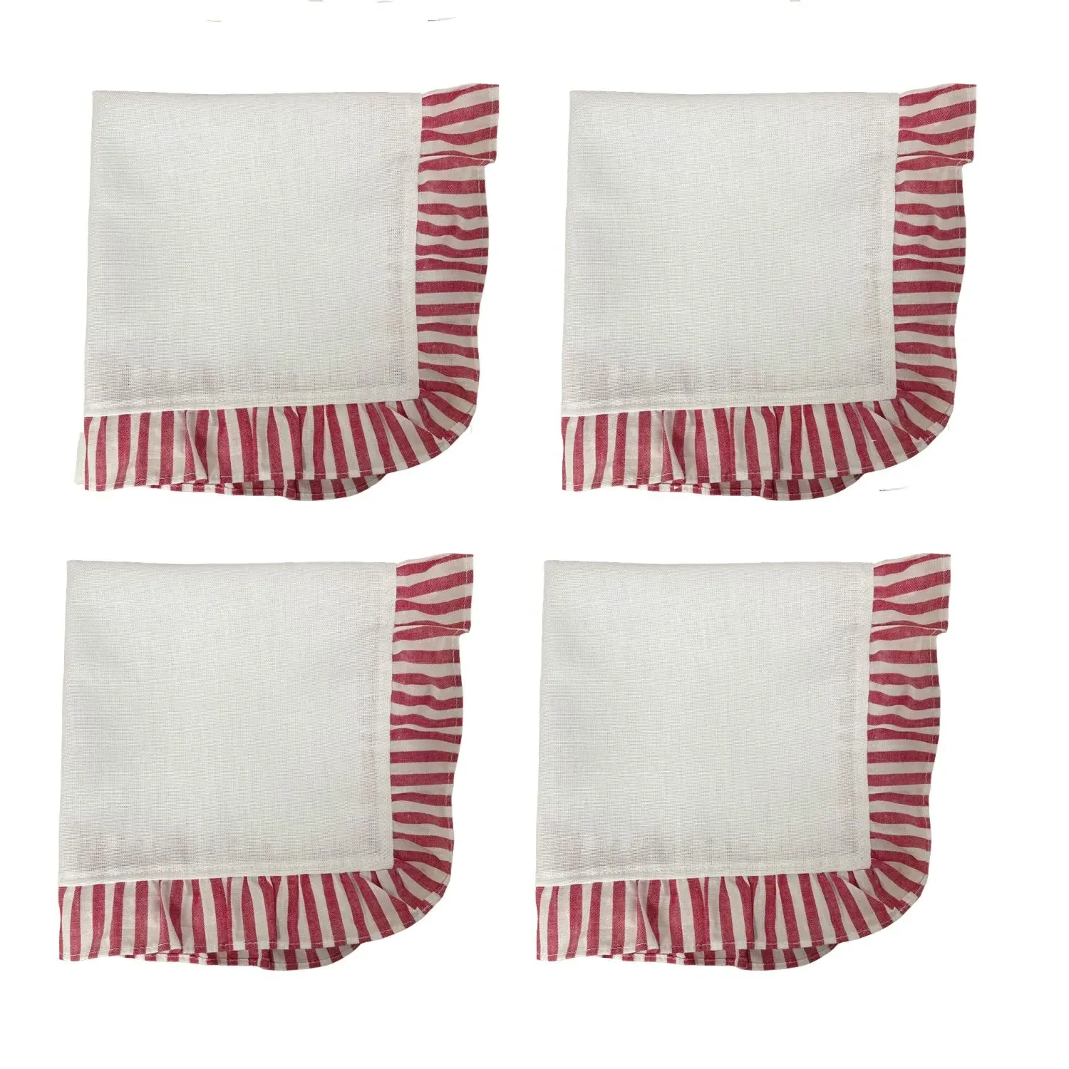 Frilly Linen Napkins Set of 4 - Pink image