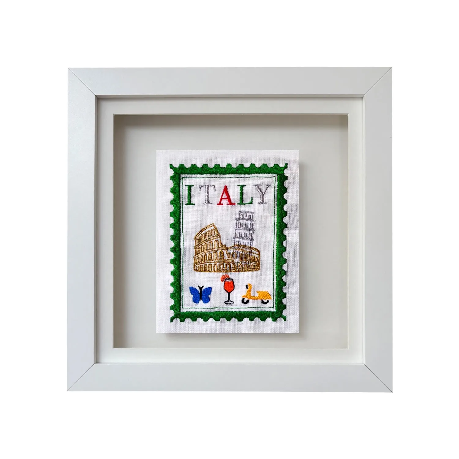 Italy Inspired Postage Stamp Artwork - Green