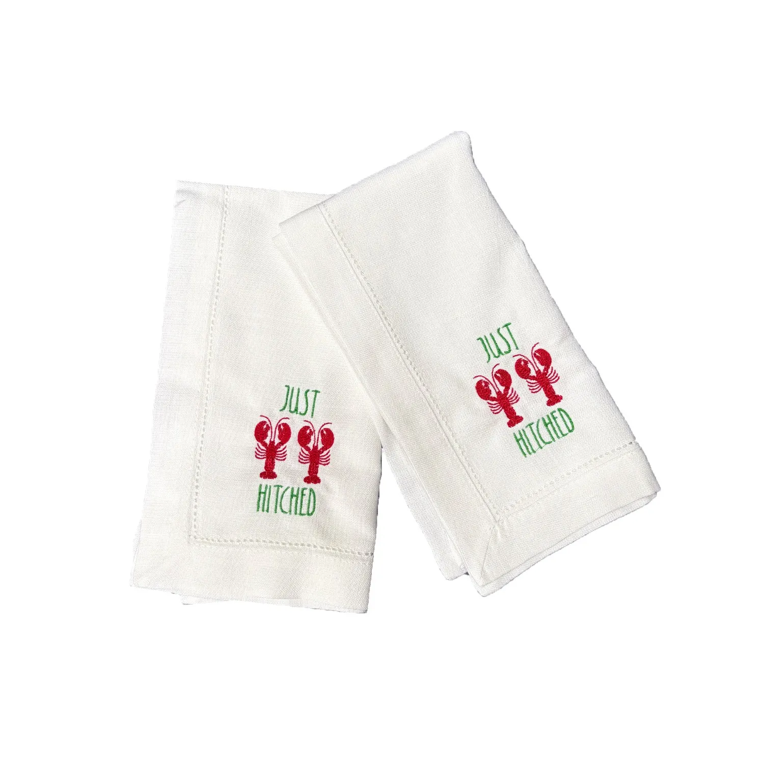 Just Hitched Lobster Linen Napkins Set of 4 - White image